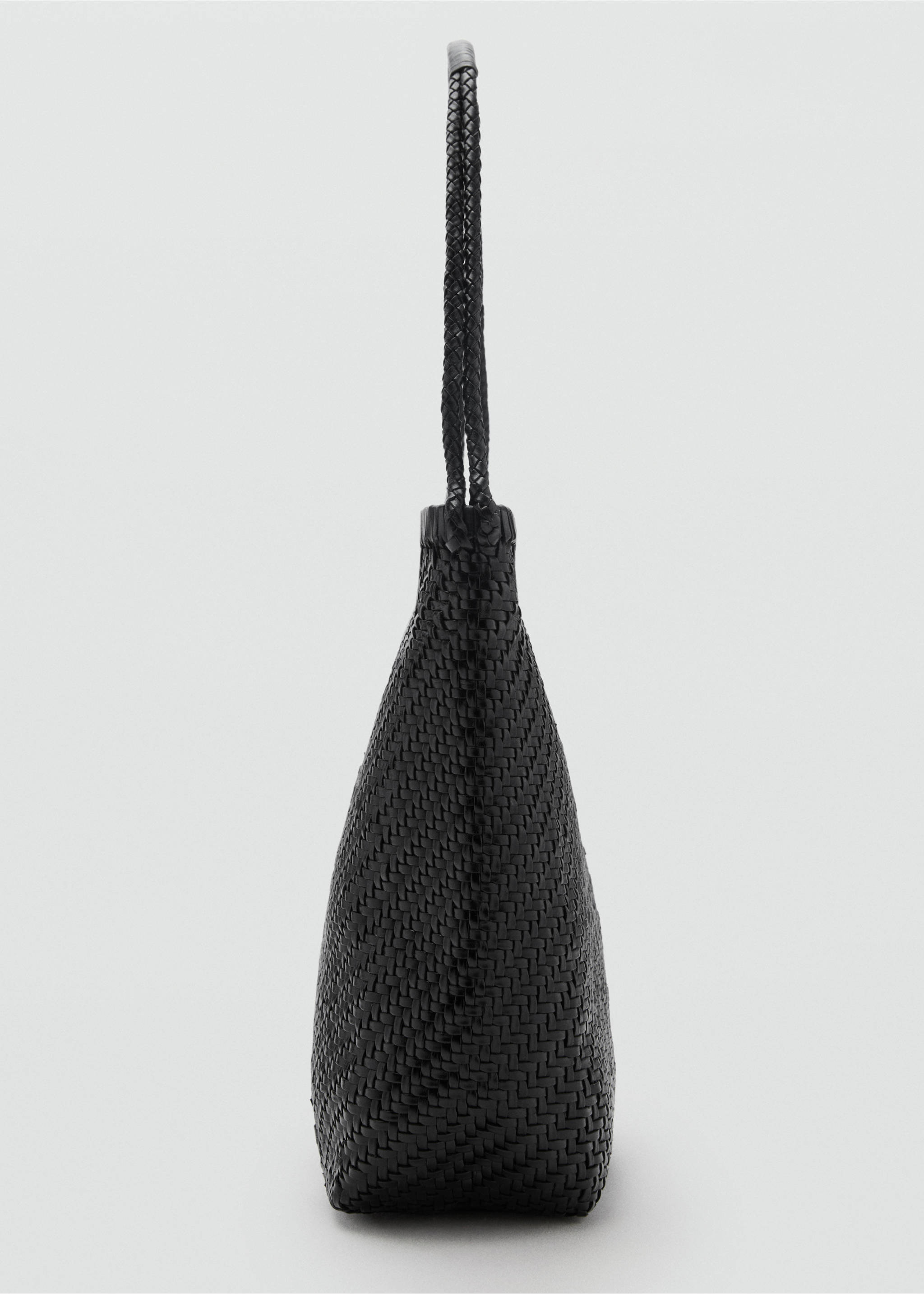 Medium braided leather shoulder bag - Details of the article 1, Black. Ref: 87038641-00.