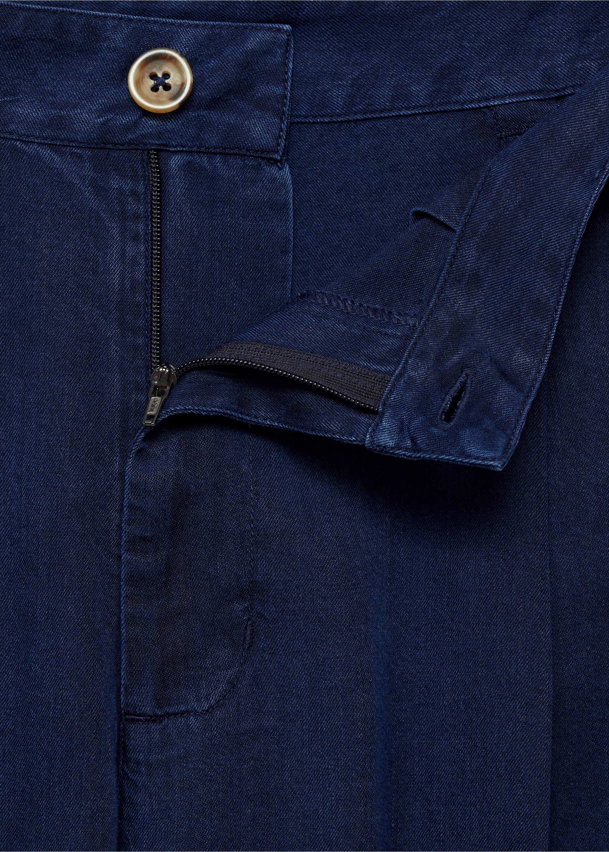 Pantalón wide leg lyocell pinzas - Detalle del artículo 8, Azul oscuro. Ref: 87038643-00.