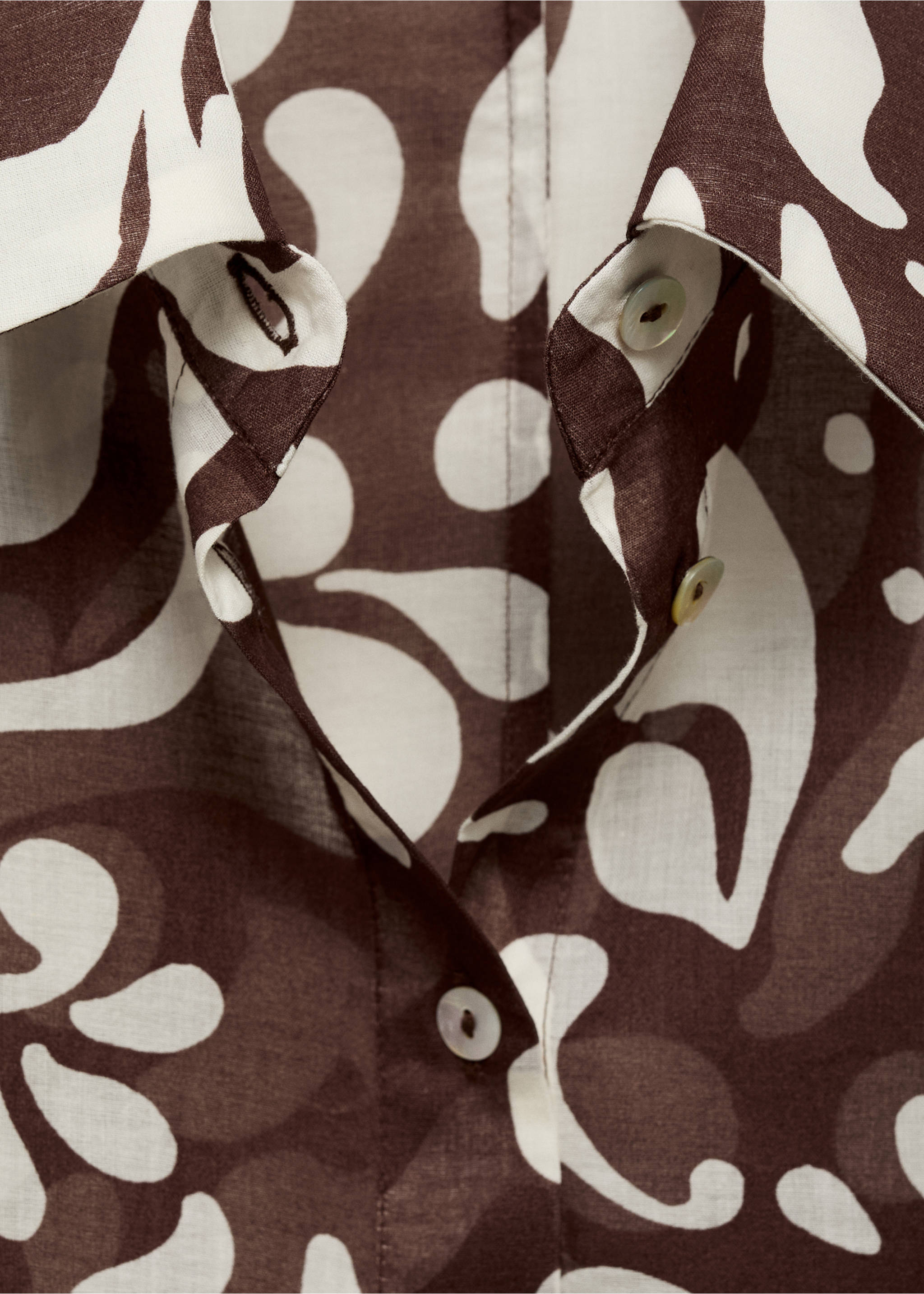 Printed cotton shirt - Details of the article 8, Brown. Ref: 87038644-00.
