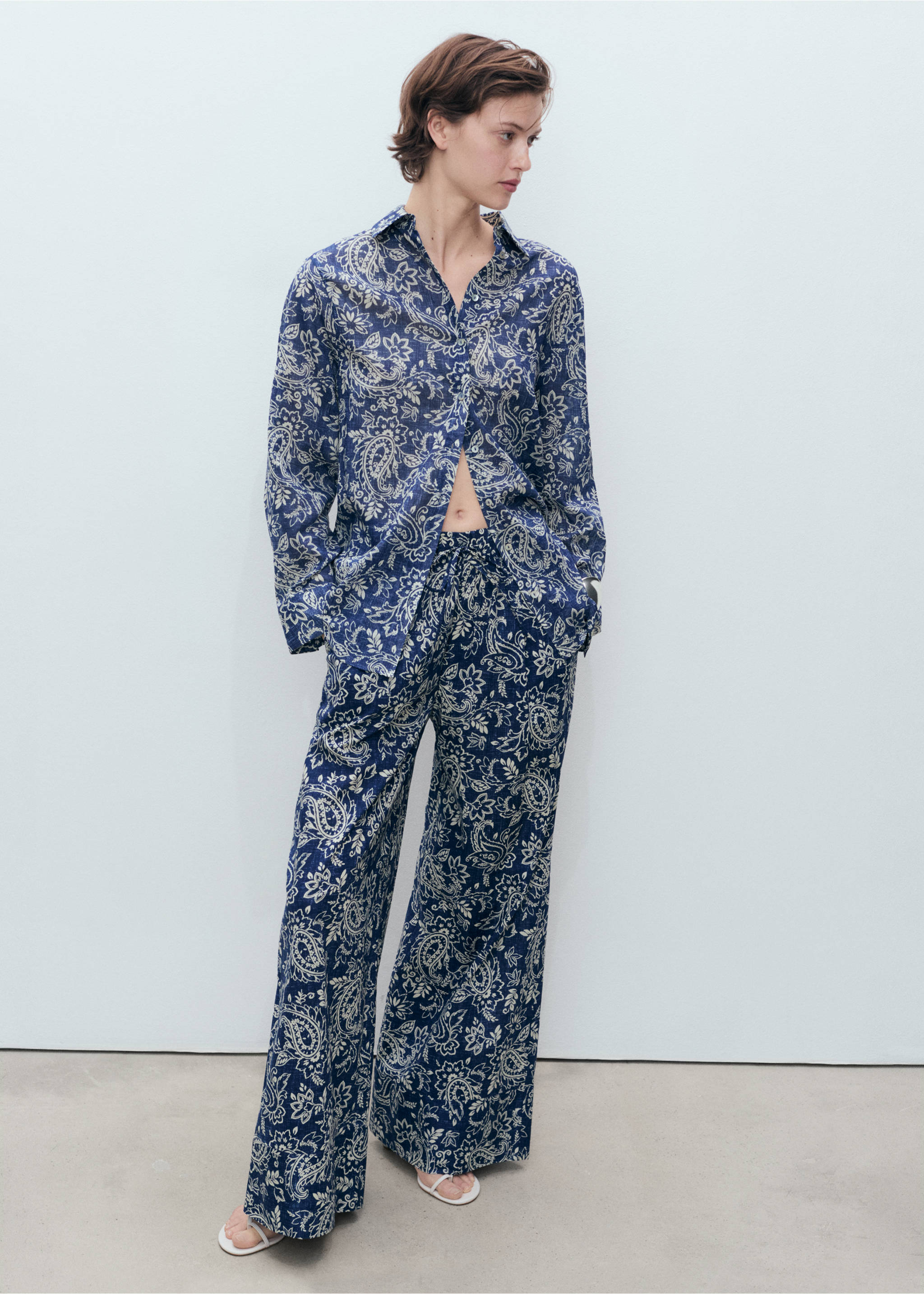 Printed cotton shirt - General plane, Blue. Ref: 87038644-00.