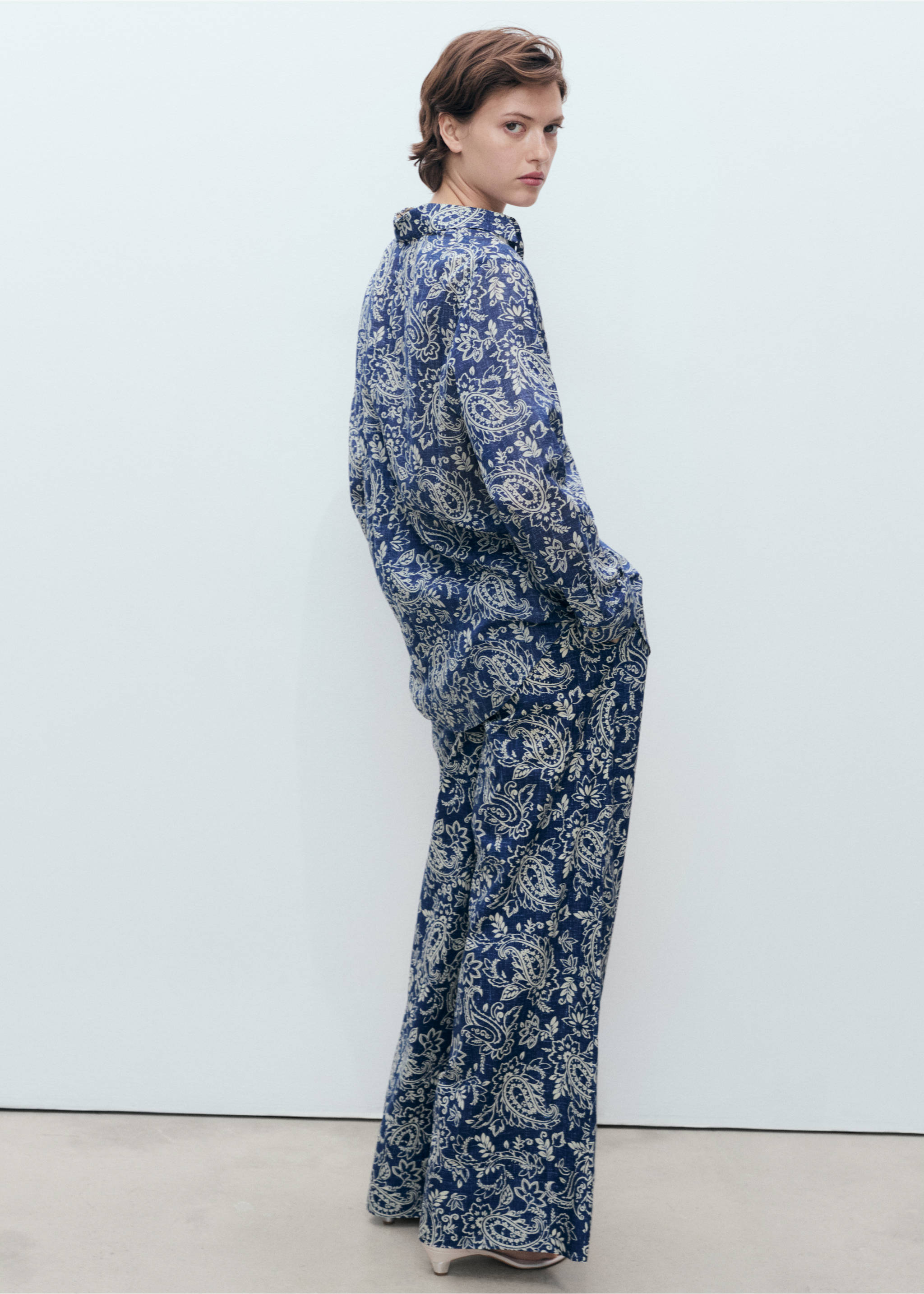 Printed cotton shirt - Reverse of the article, Blue. Ref: 87038644-00.