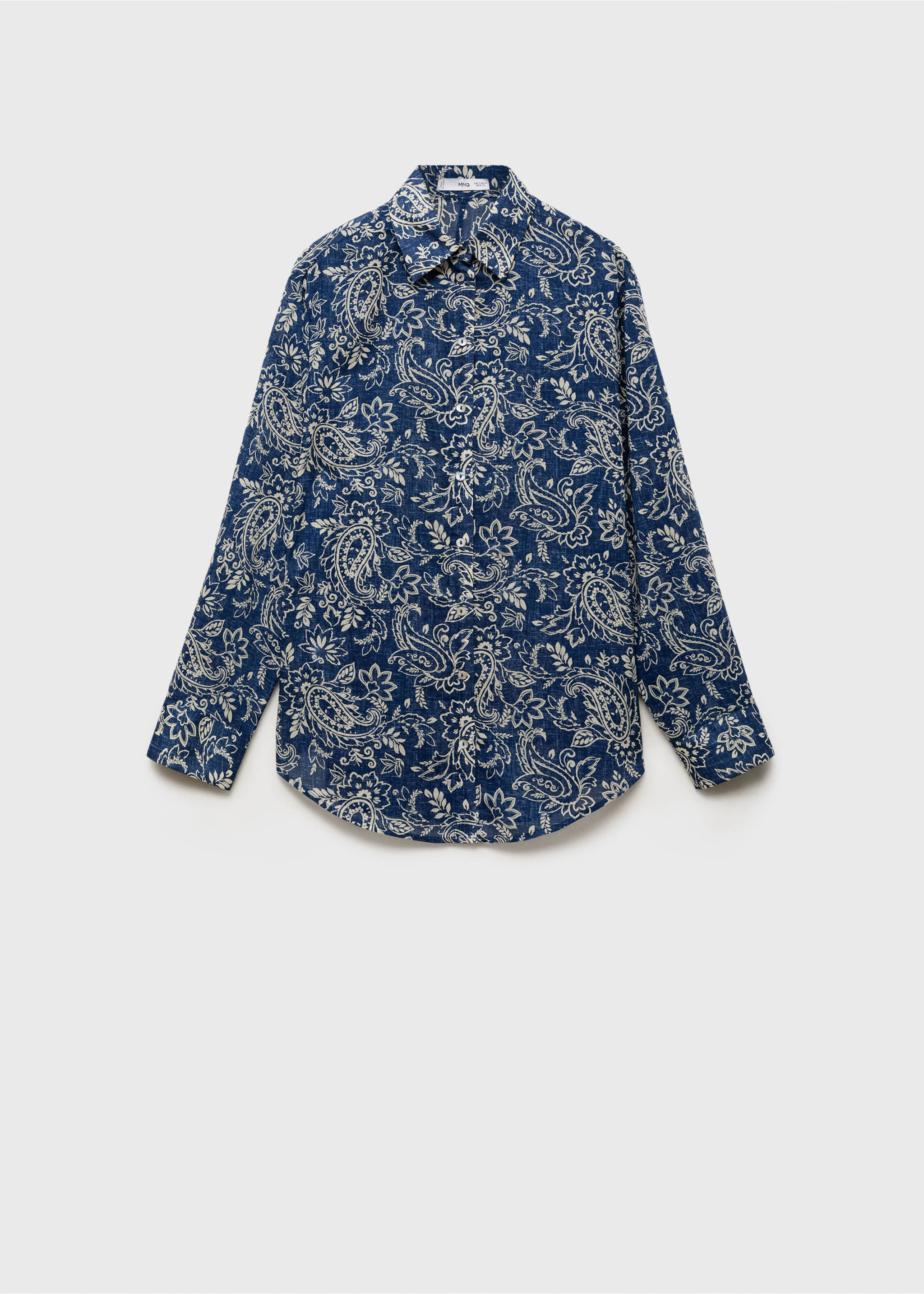Printed cotton shirt - Article without model, Blue. Ref: 87038644-00.