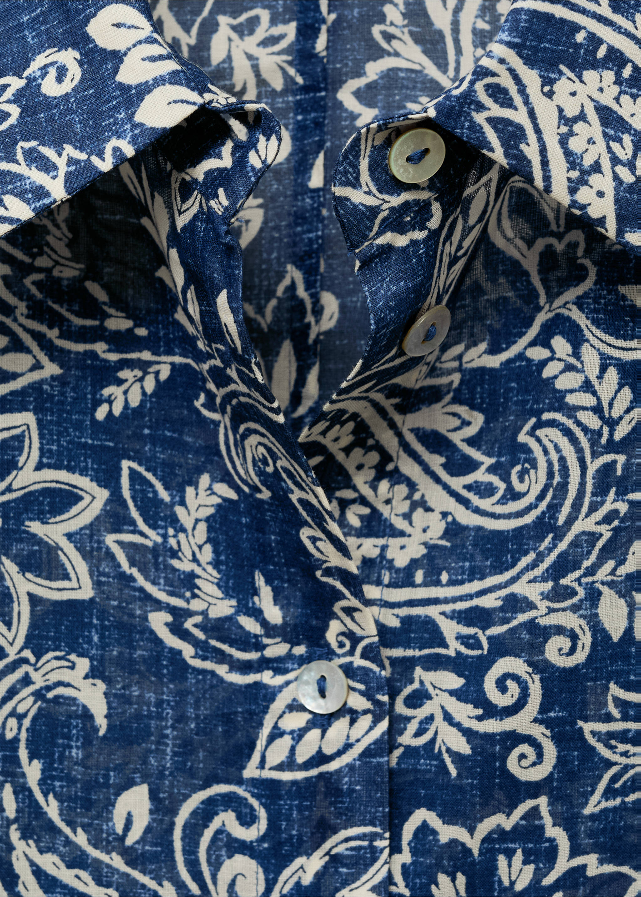 Printed cotton shirt - Details of the article 8, Blue. Ref: 87038644-00.