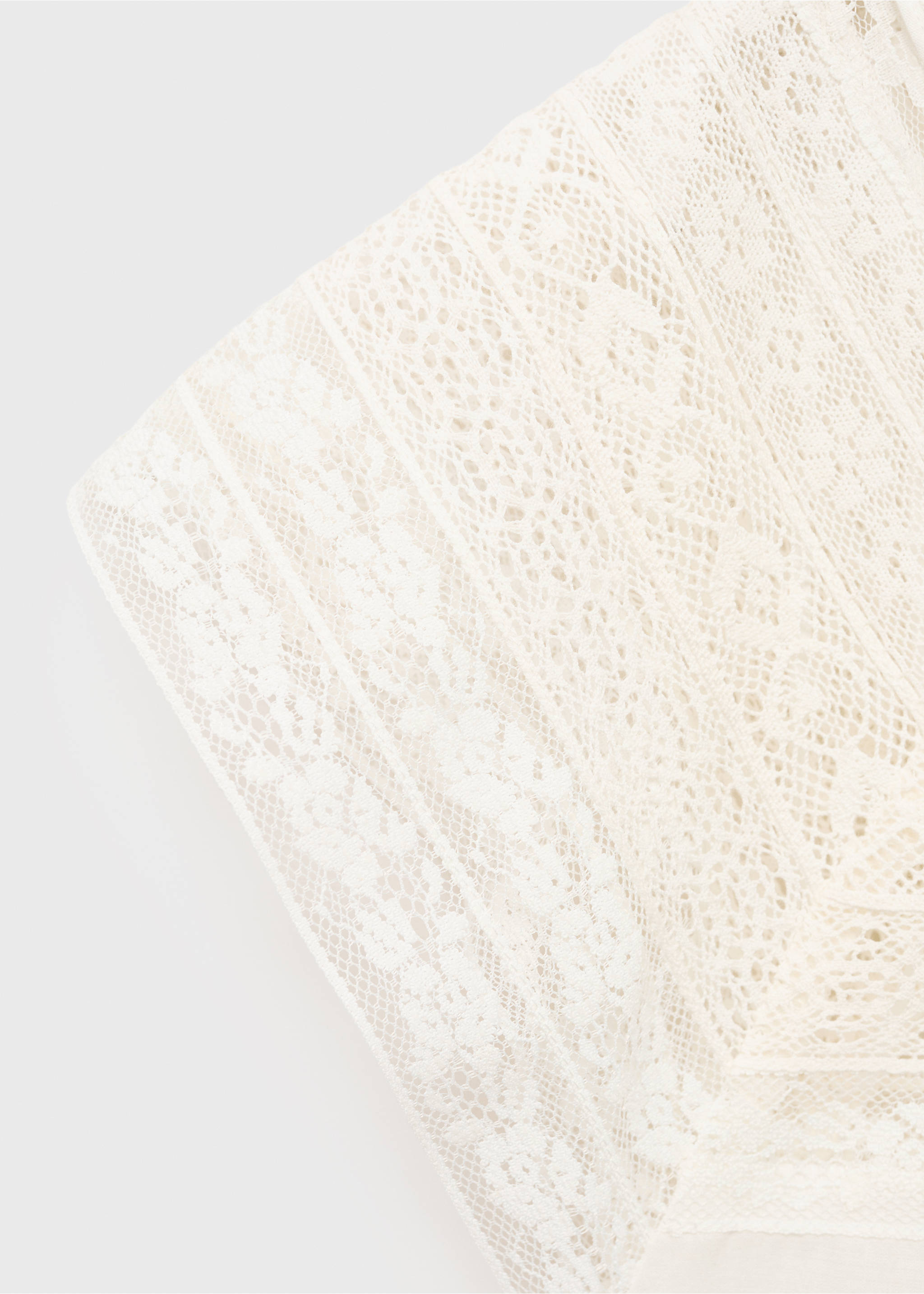 Cotton blouse with lace details - Details of the article 0, Off White. Ref: 87038646-00.