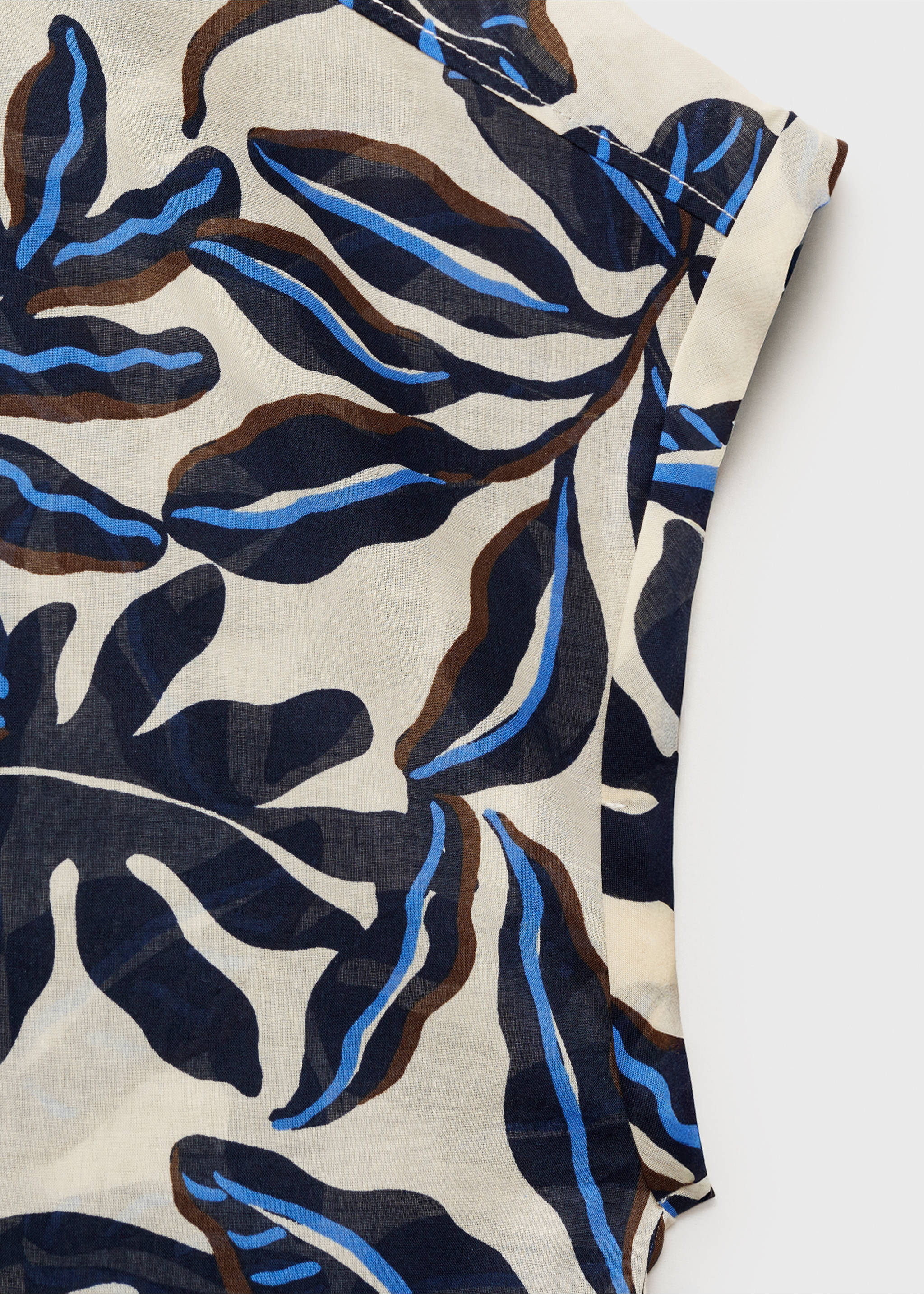 Printed cotton shirt with short sleeves - Details of the article 0, Ecru. Ref: 87038647-00.