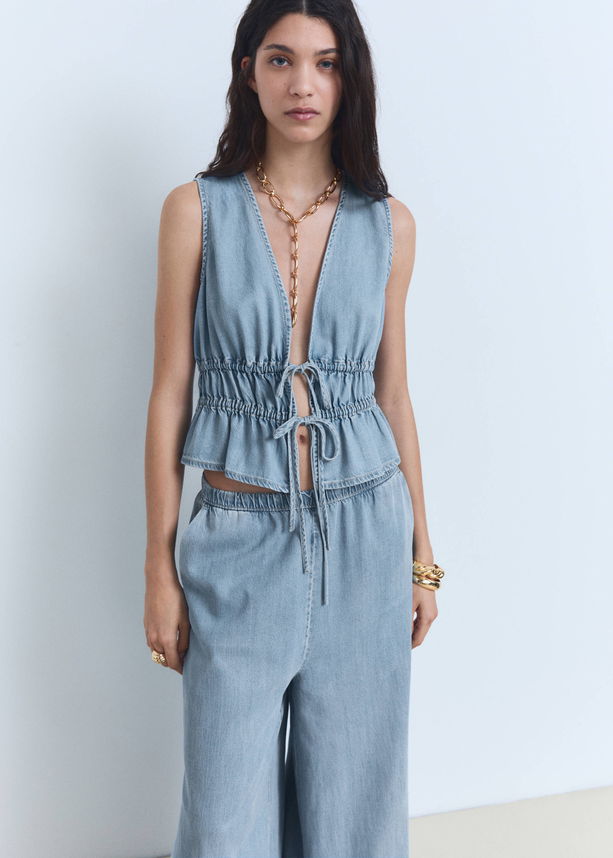 Lyocell palazzo pants - Details of the article 1