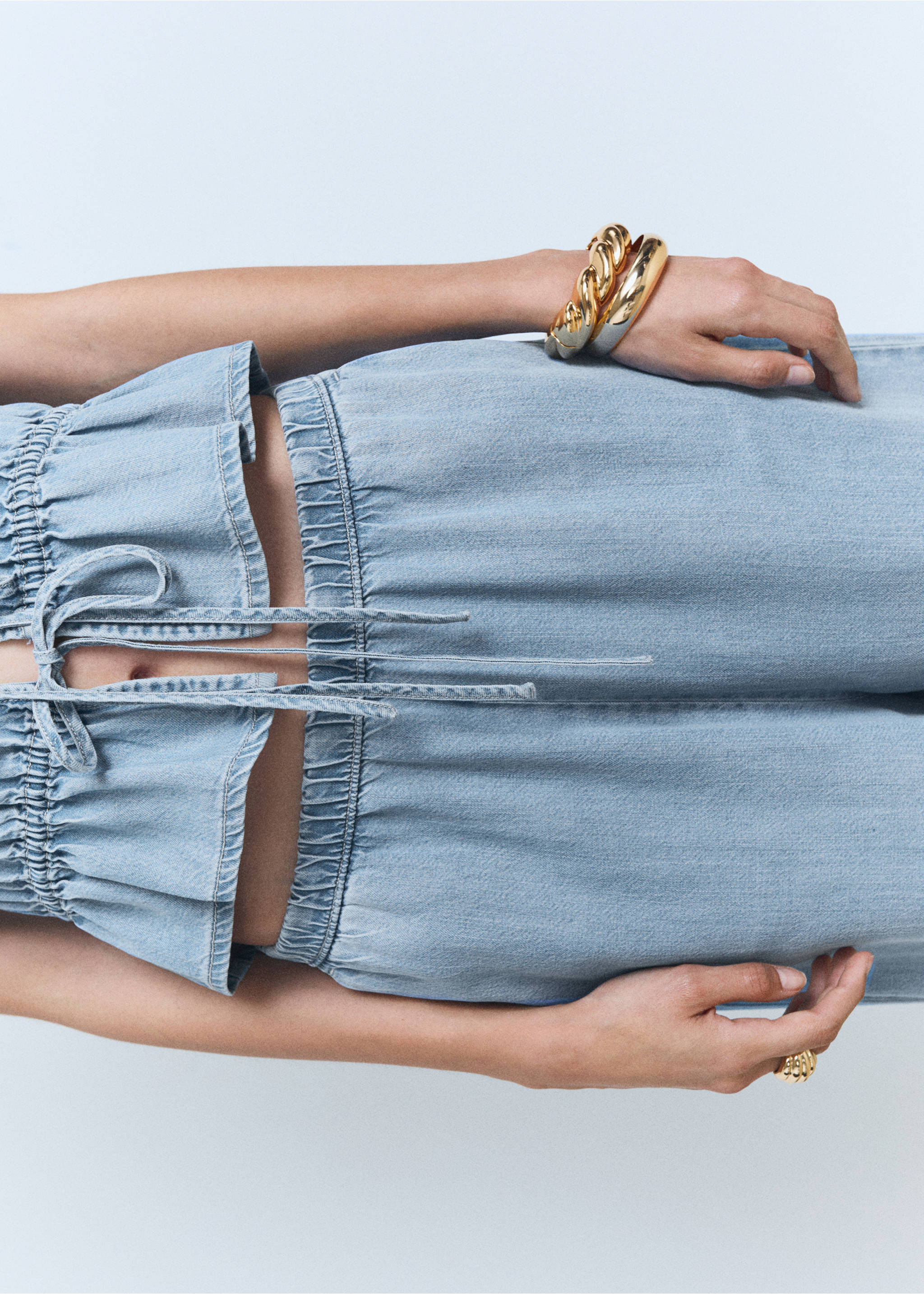 Pantalón palazzo lyocell - Detalle del artículo 6, Azul claro. Ref: 87038648-00.