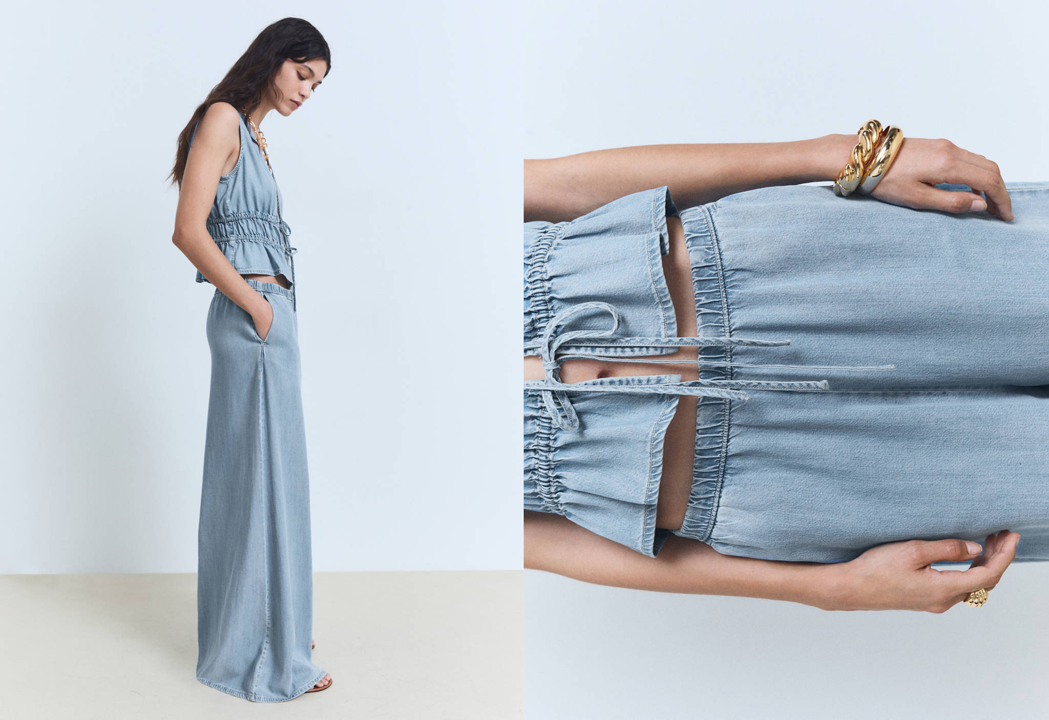 Lyocell palazzo trousers - Women | MANGO OUTLET USA
