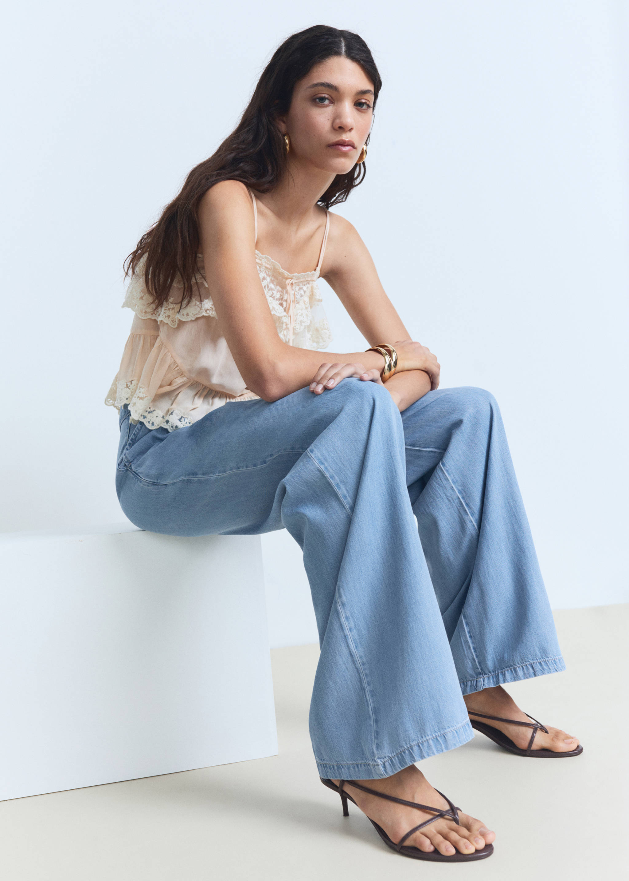 Wide leg lyocell pants with pleats - Details of the article 2