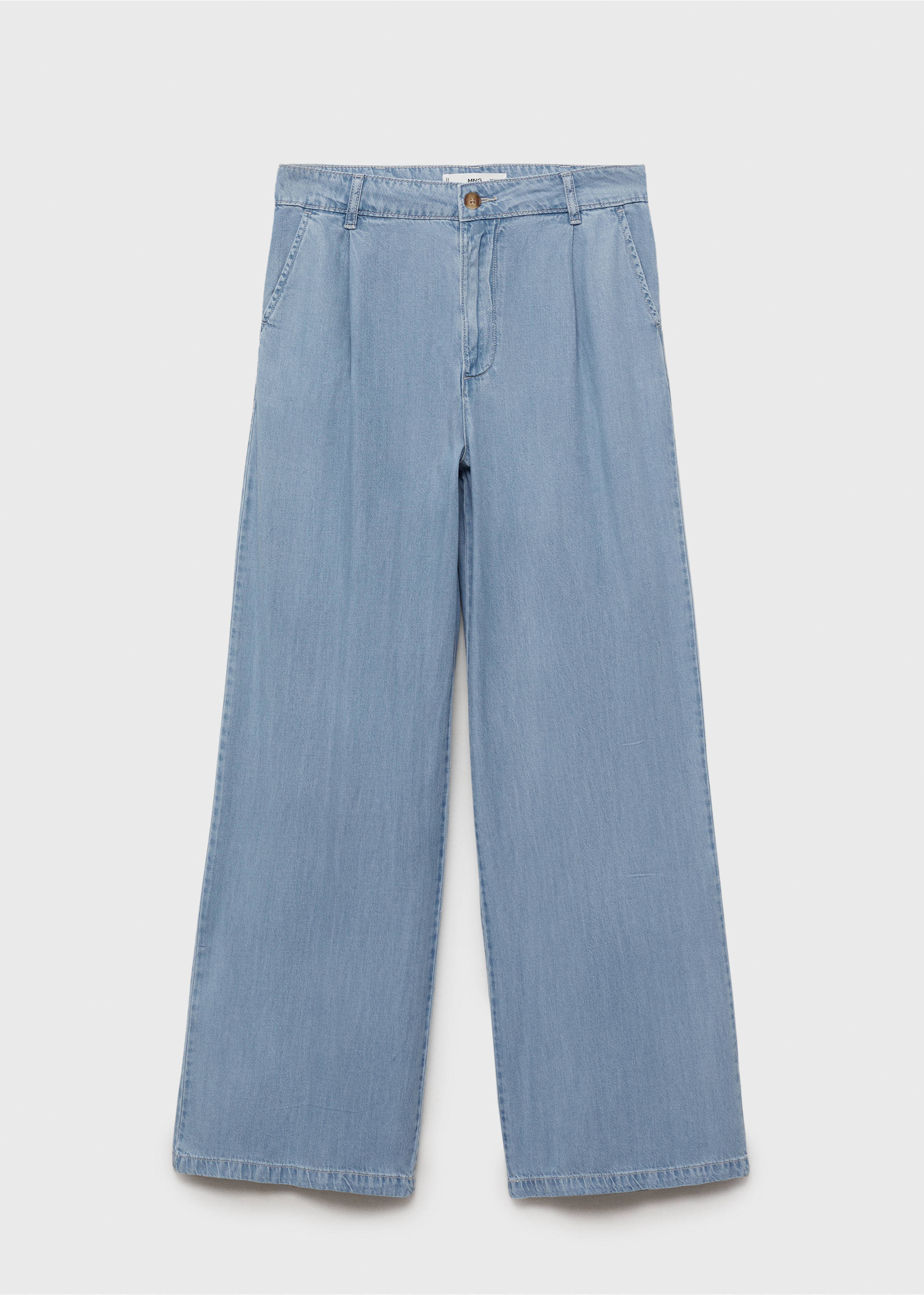 Pantalón wide leg lyocell pinzas - Artículo sin modelo, Azul claro. Ref: 87038649-00.