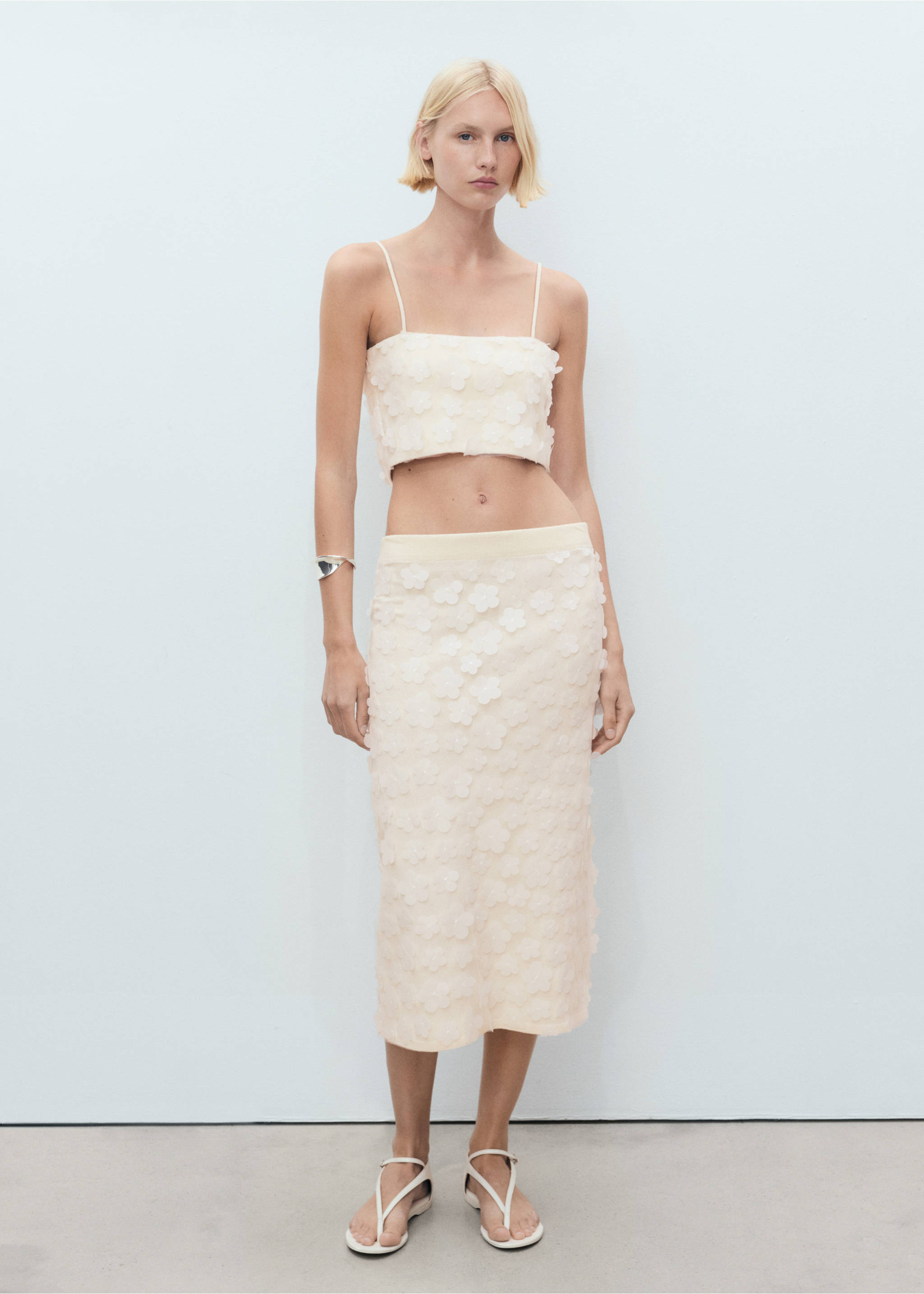 Embossed floral top - General plane, White. Ref: 87038650-00.