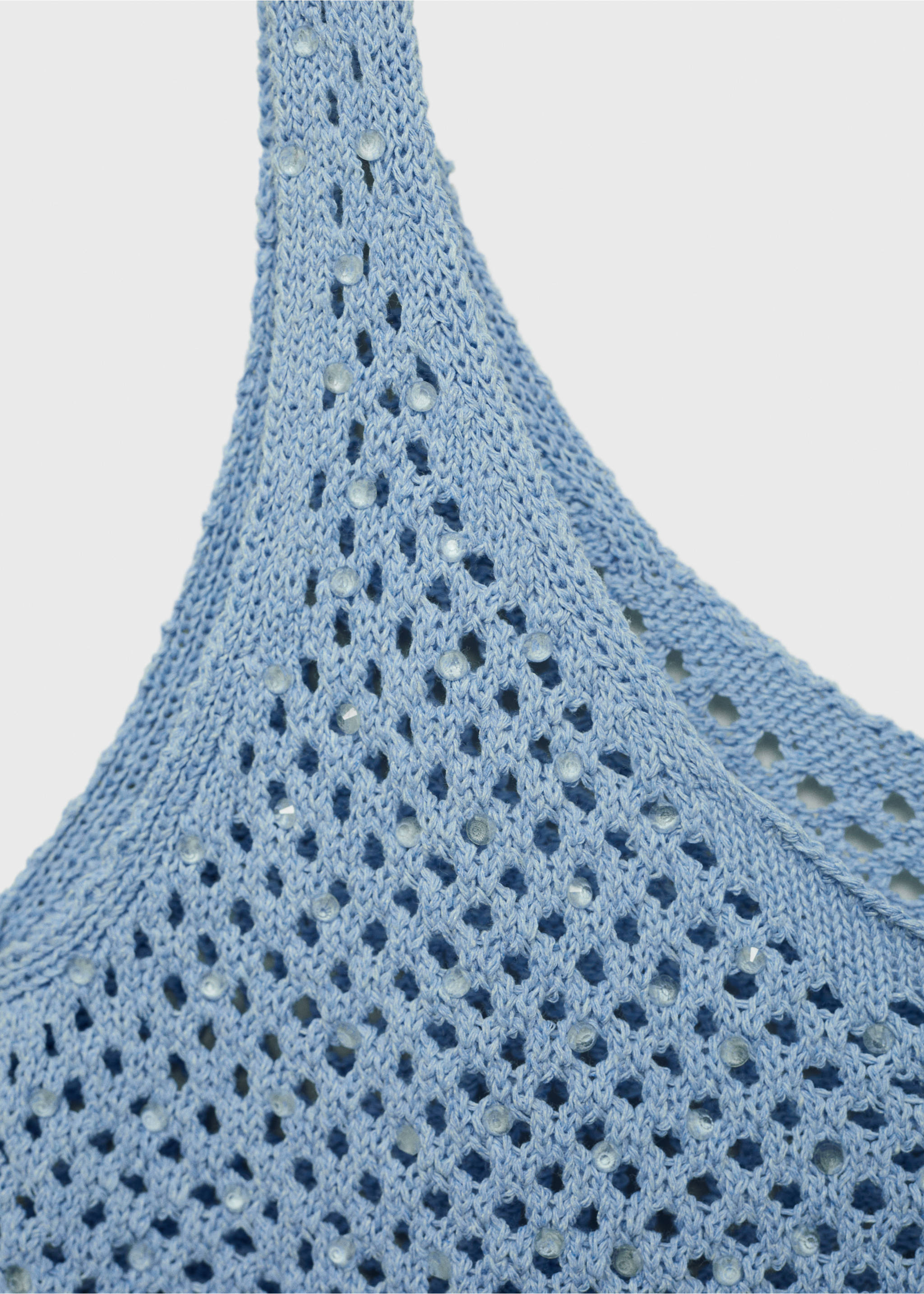 Knitted top with rhinestone detail - Details of the article 8, Blue. Ref: 87038651-00.