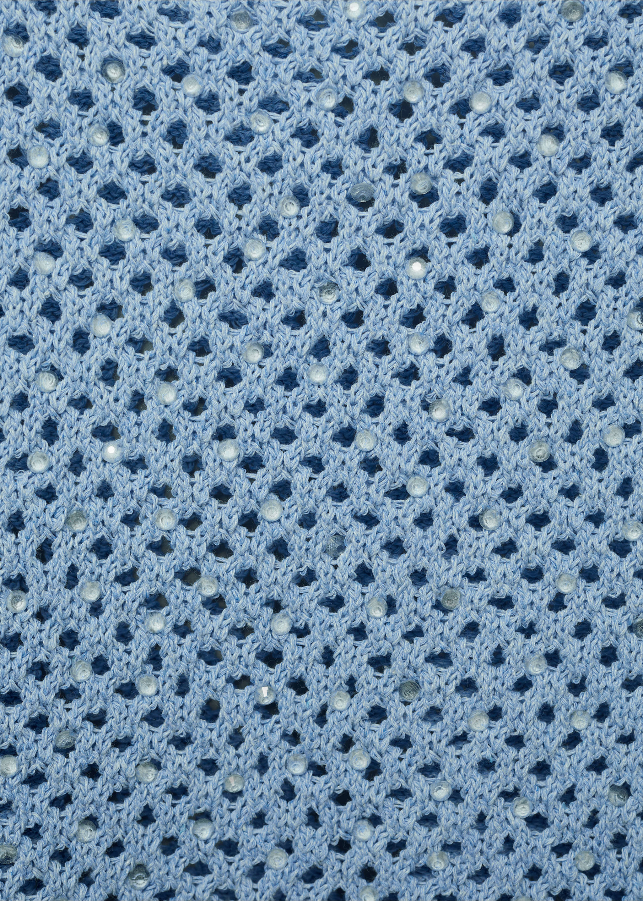 Knitted top with rhinestone detail - Details of the article 0, Blue. Ref: 87038651-00.
