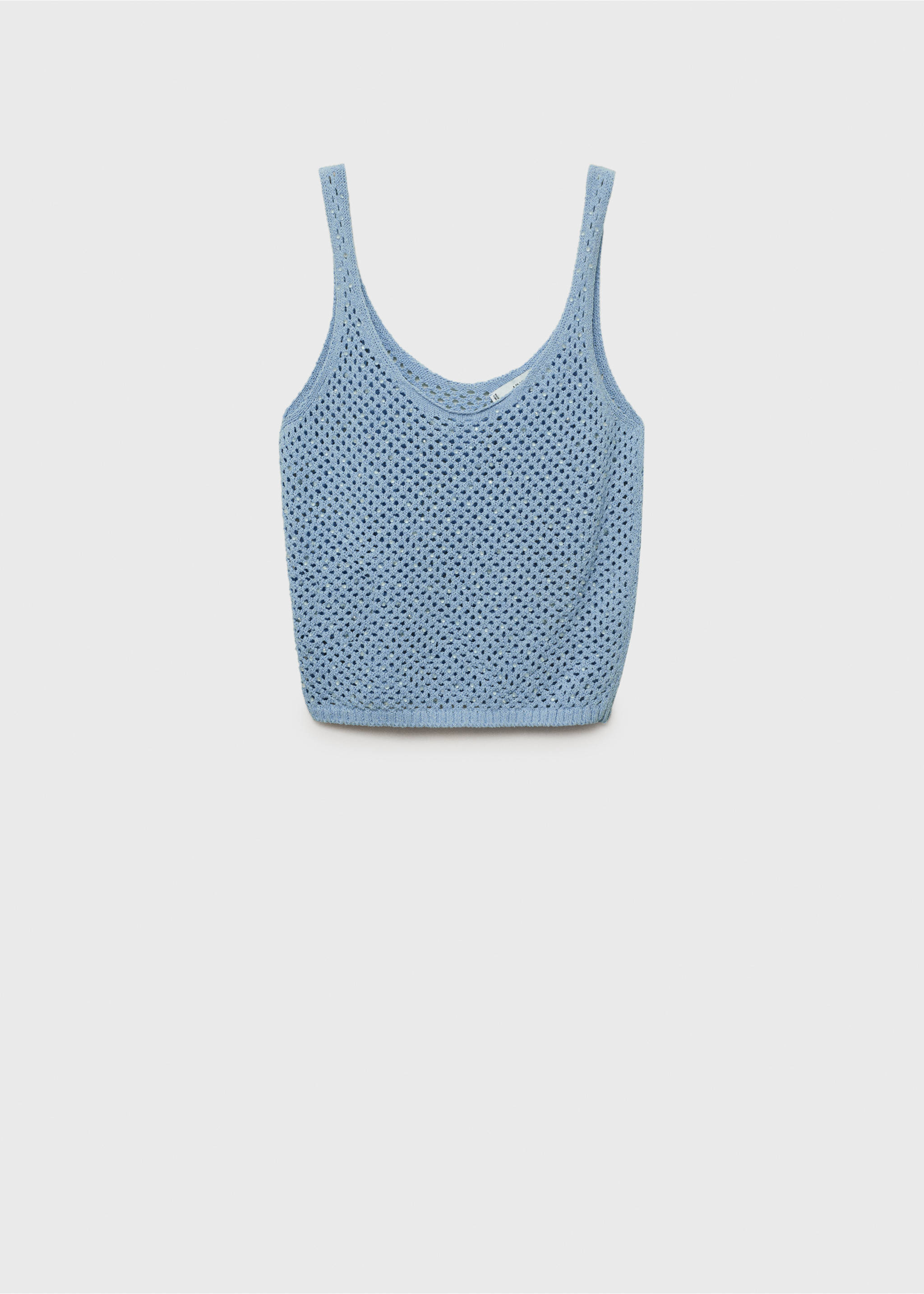 Knitted top with rhinestone detail - Article without model, Blue. Ref: 87038651-00.