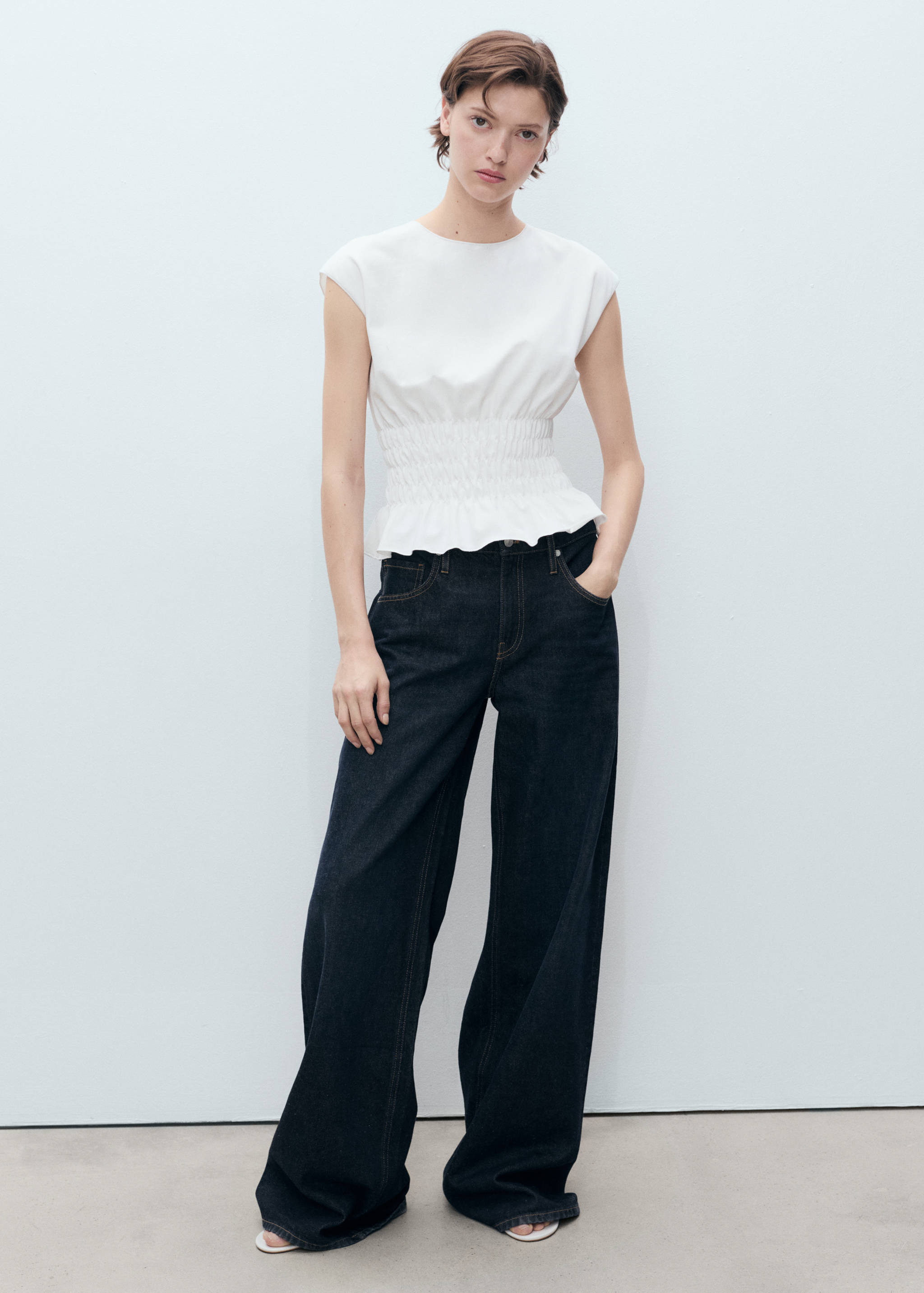 Gathered cotton t-shirt - General plane