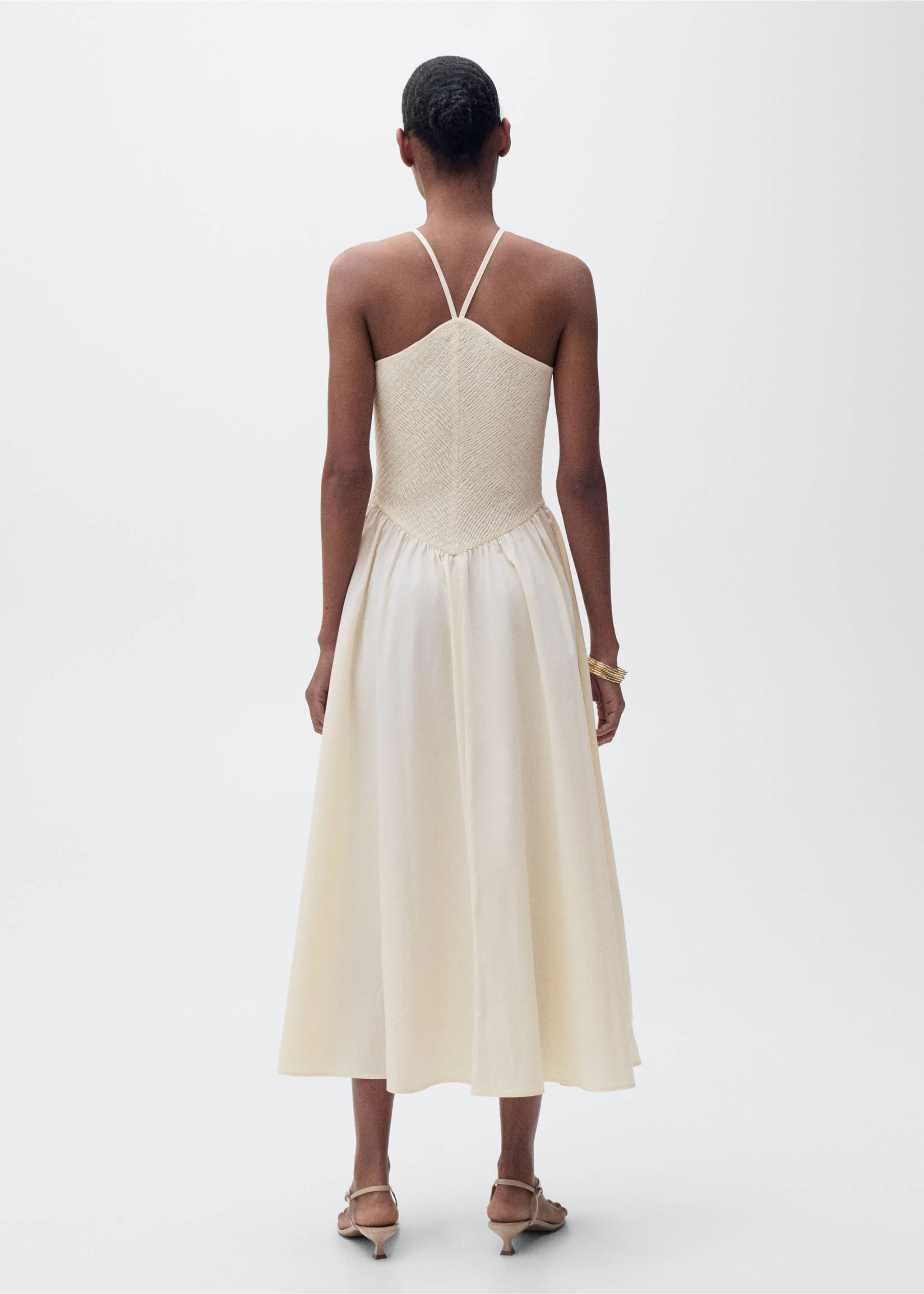 Combined halter-neck dress - Reverse of the article, Ecru. Ref: 87039064-00.