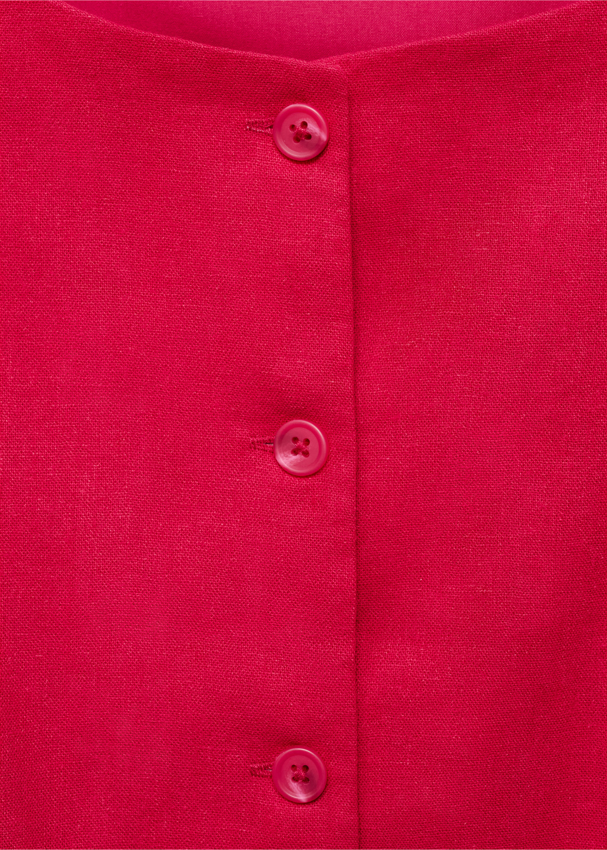 Krótka sukienka z mieszanki lnu z guzikami - Szczegóły artykułu 8, Truskawkowy. Ref: 87039065-00.