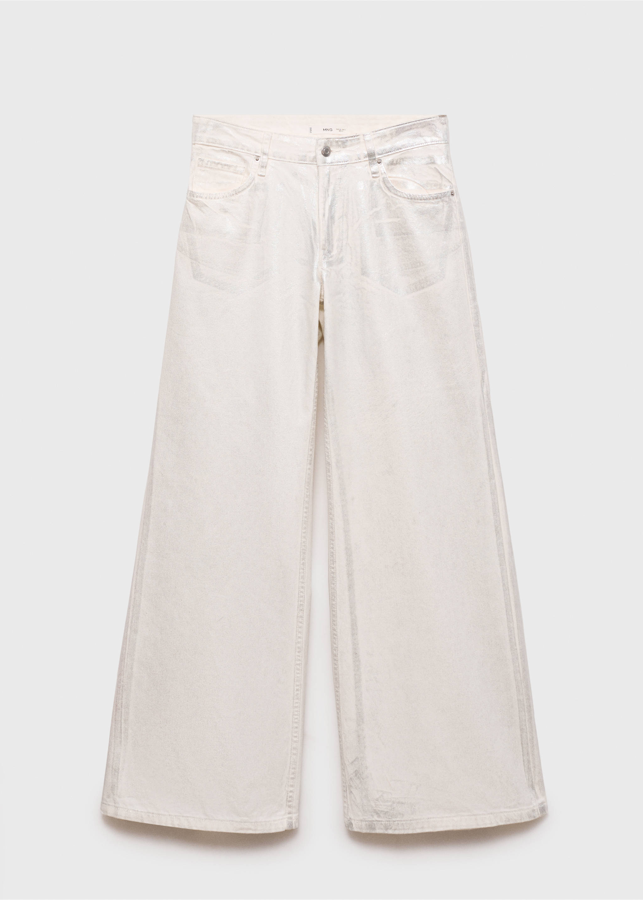 Metallic-finish wide leg jeans - Article without model, Silver. Ref: 87039066-00.