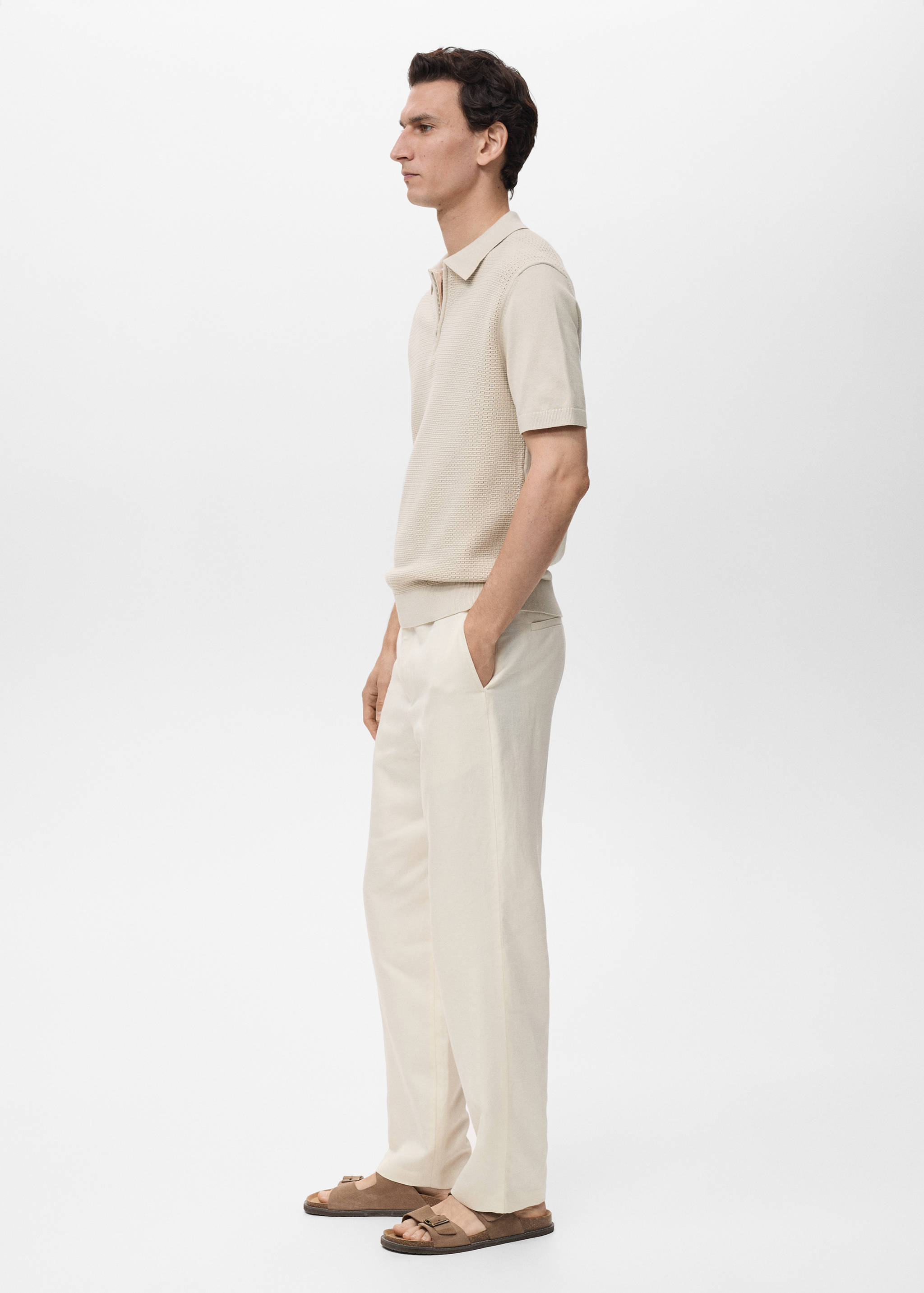 Strick-Poloshirt aus Baumwolle mit Lochmuster - Detail des Artikels 2