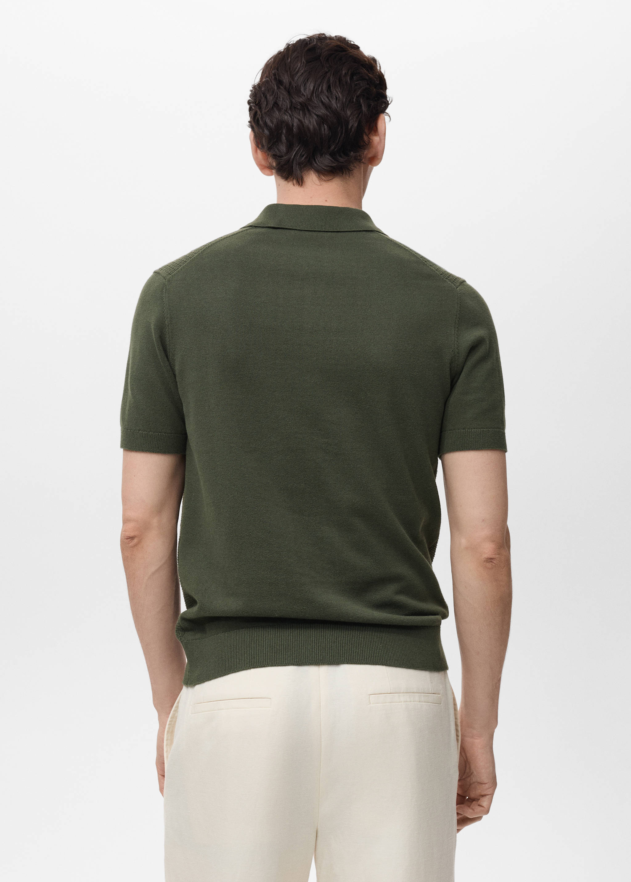 Strick-Poloshirt aus Baumwolle mit Lochmuster - Rückseite des Artikels