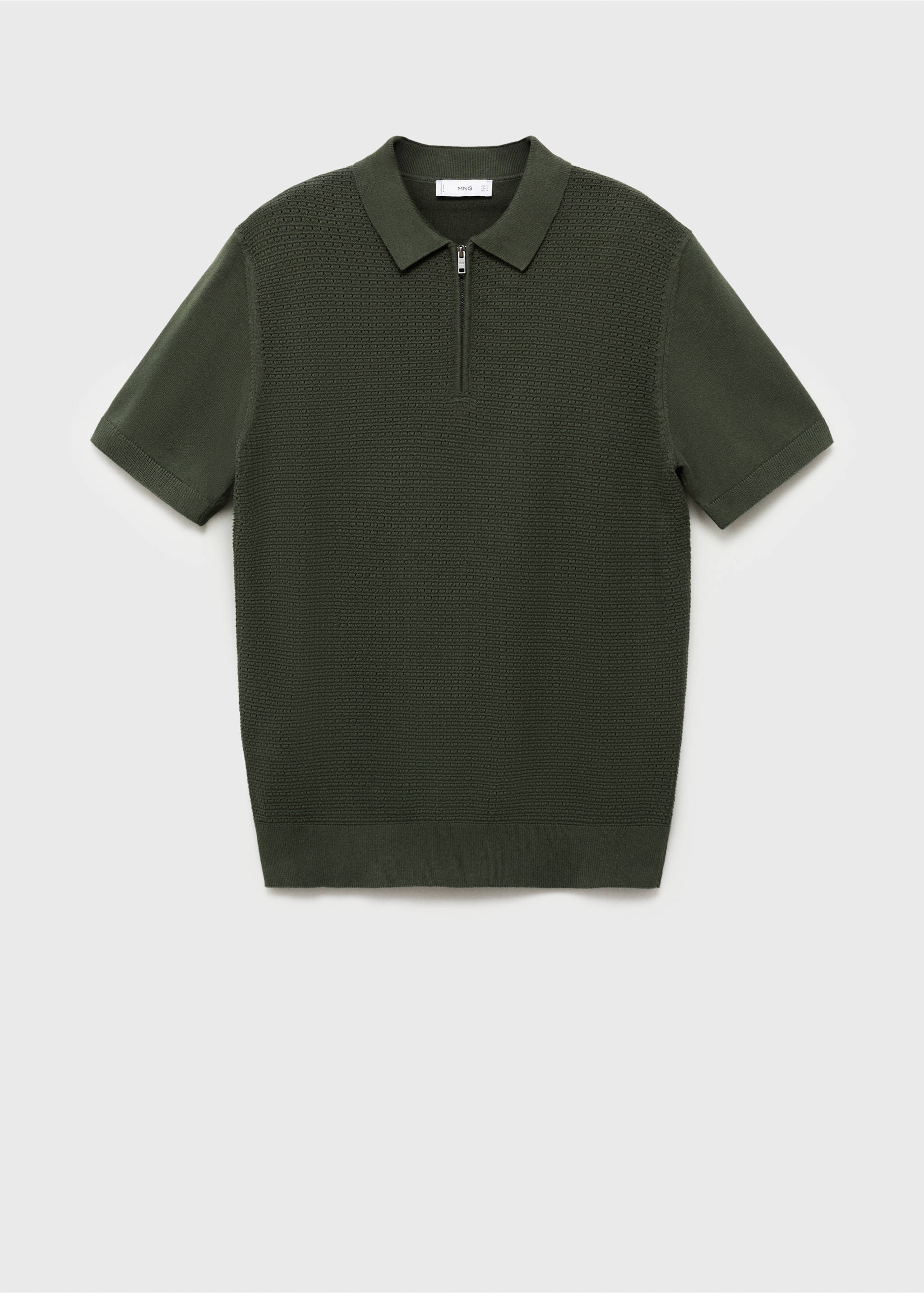 Openwork cotton knitte polo shirt - Article without model, Khaki. Ref: 87039212-00.