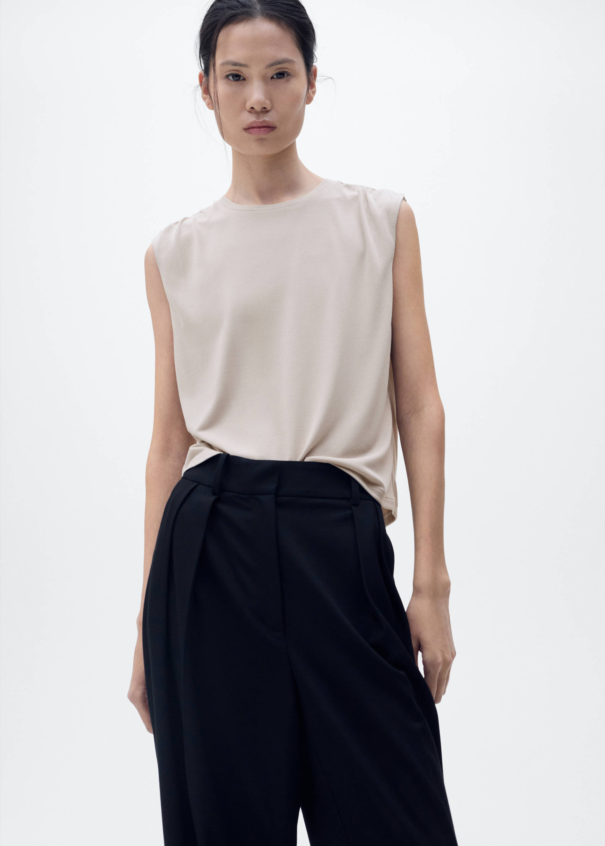 Flowy t-shirt with gathered shoulders - Medium plane