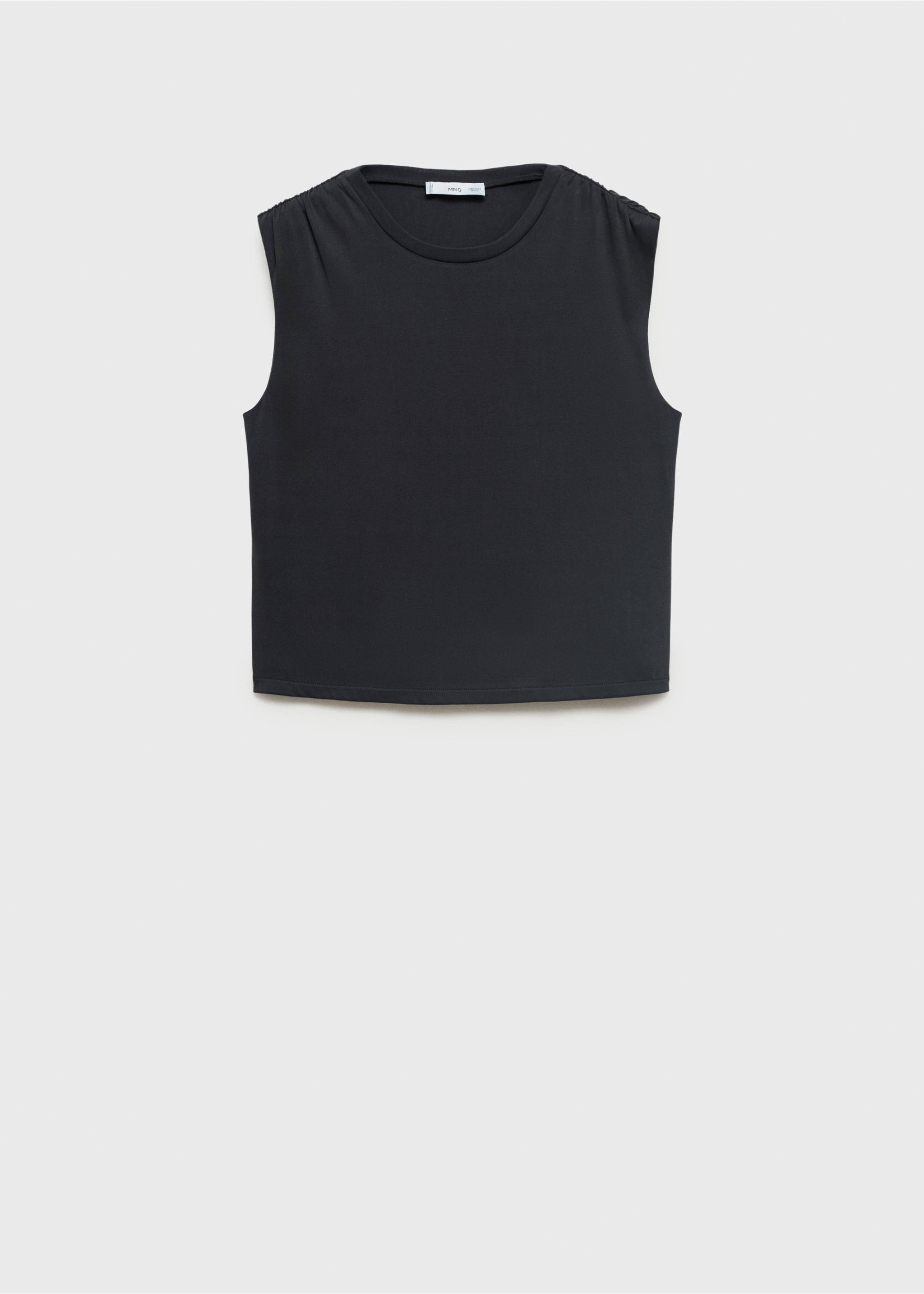 Flowy t-shirt with gathered shoulders - Article without model, Charcoal. Ref: 87039217-00.