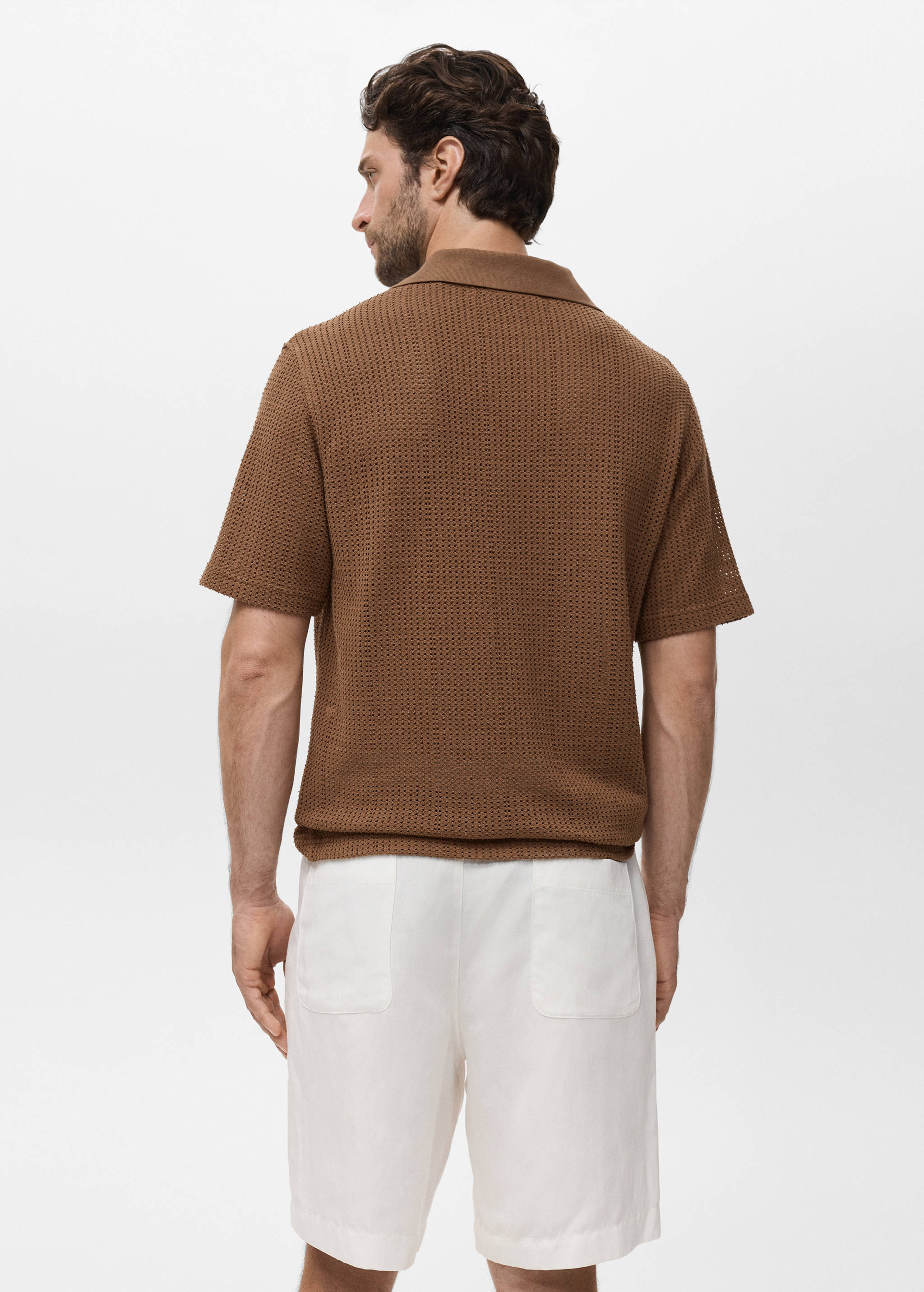 Openwork cotton knitte polo shirt - Reverse of the article