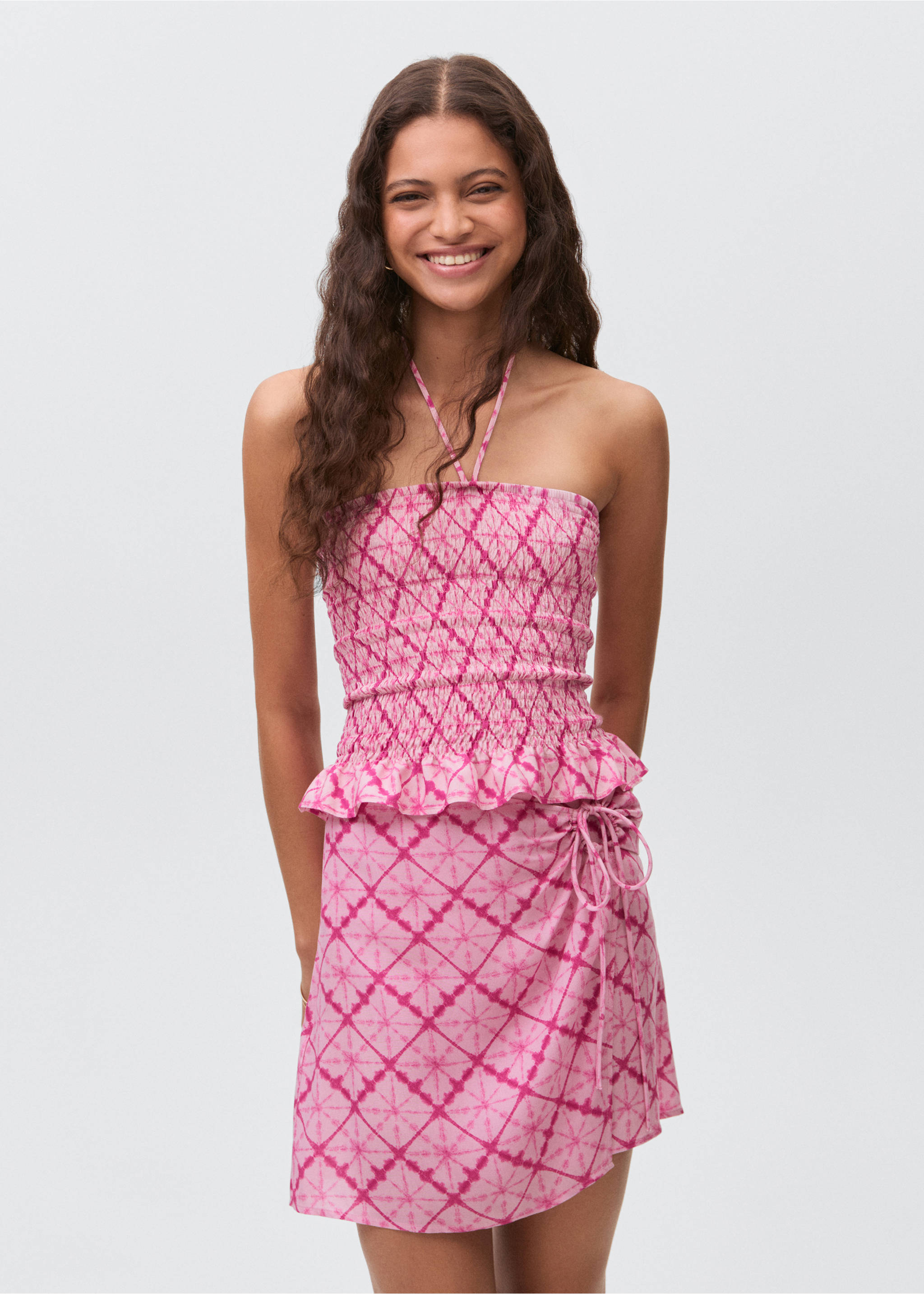 Wrap print skirt - Medium plane, Pink. Ref: 87039221-00.