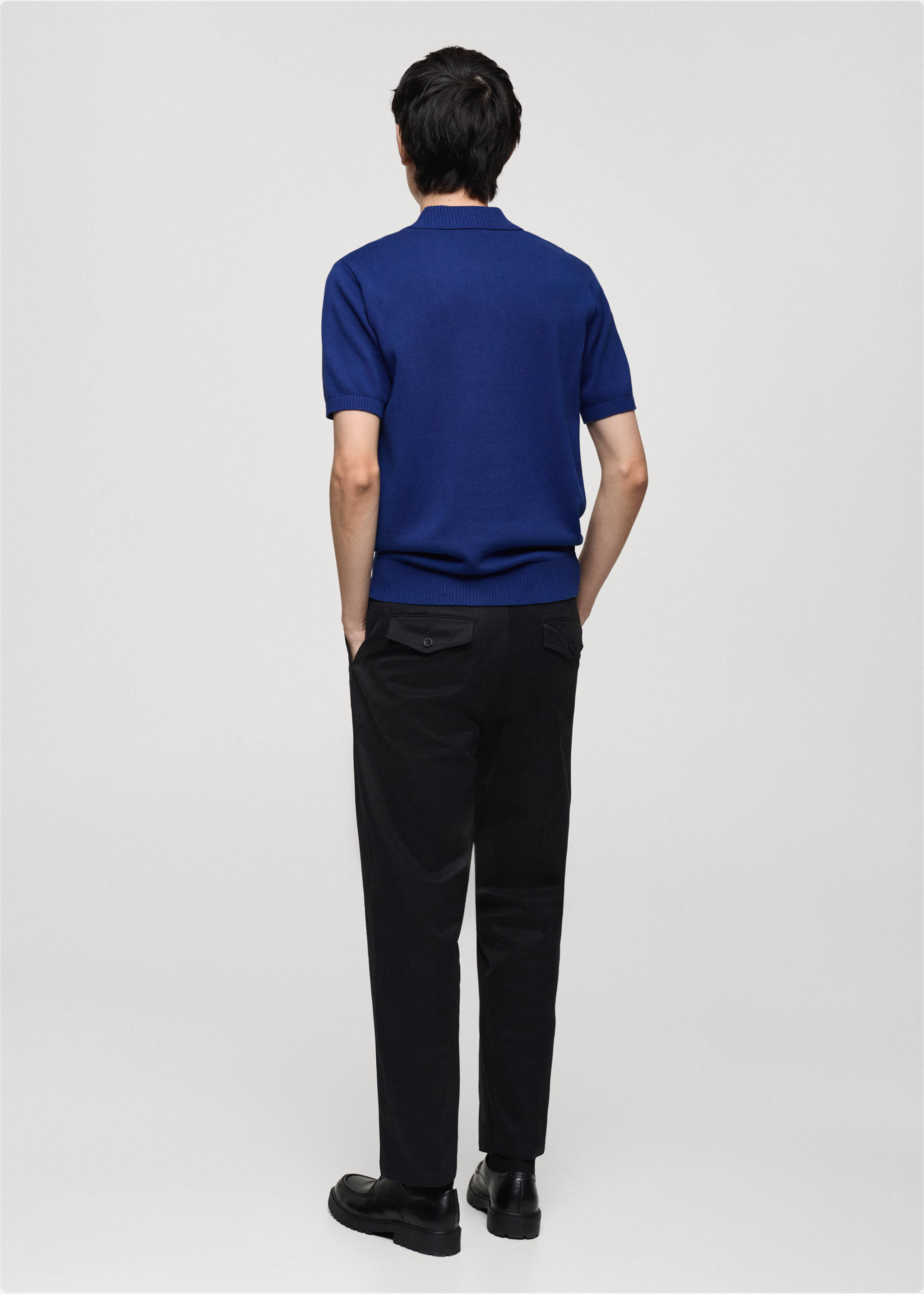 100% cotton knitted polo shirt - Reverse of the article, Vibrant blue. Ref: 87040250-00.