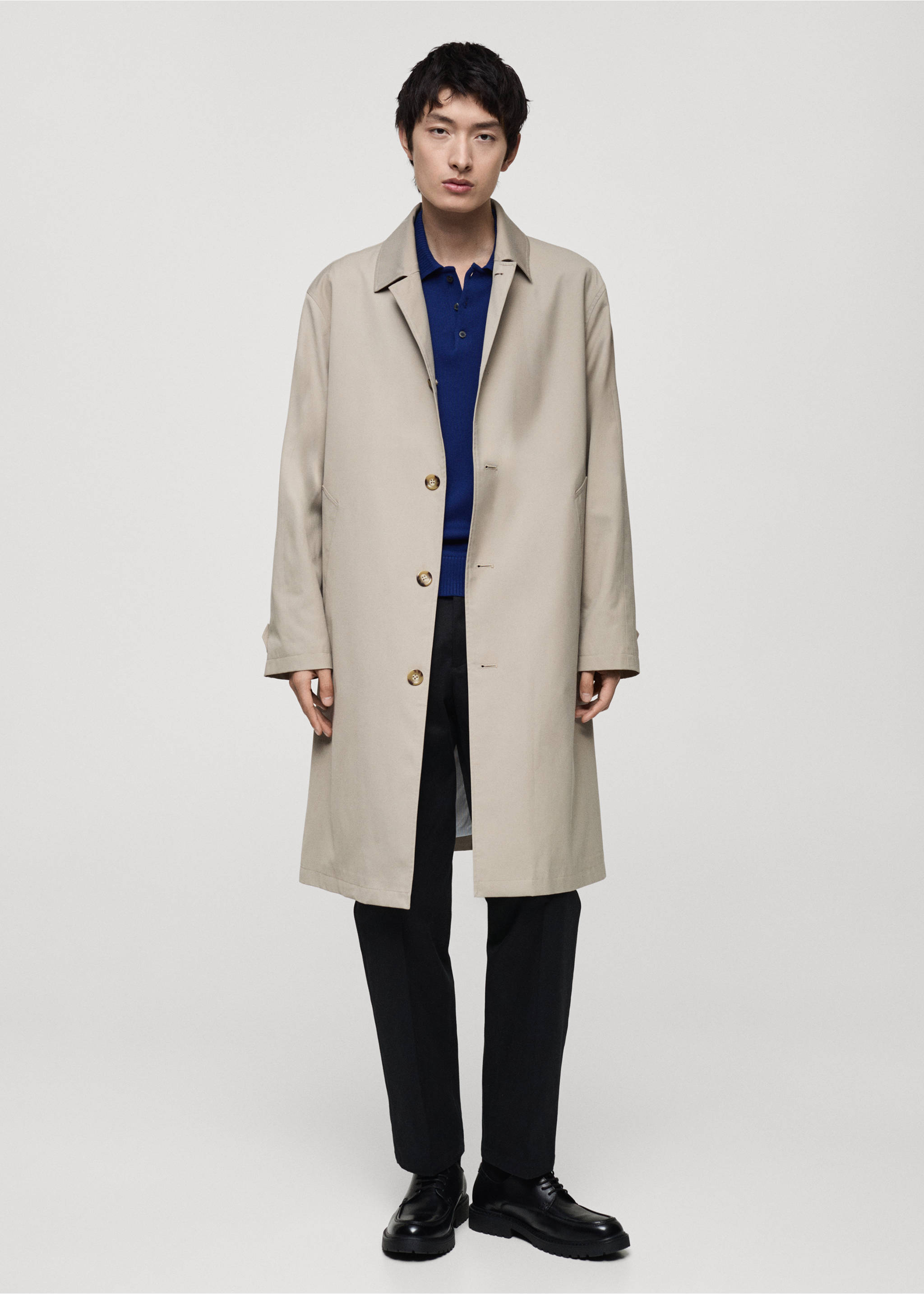 100% cotton knitted polo shirt - Details of the article 6, Vibrant blue. Ref: 87040250-00.