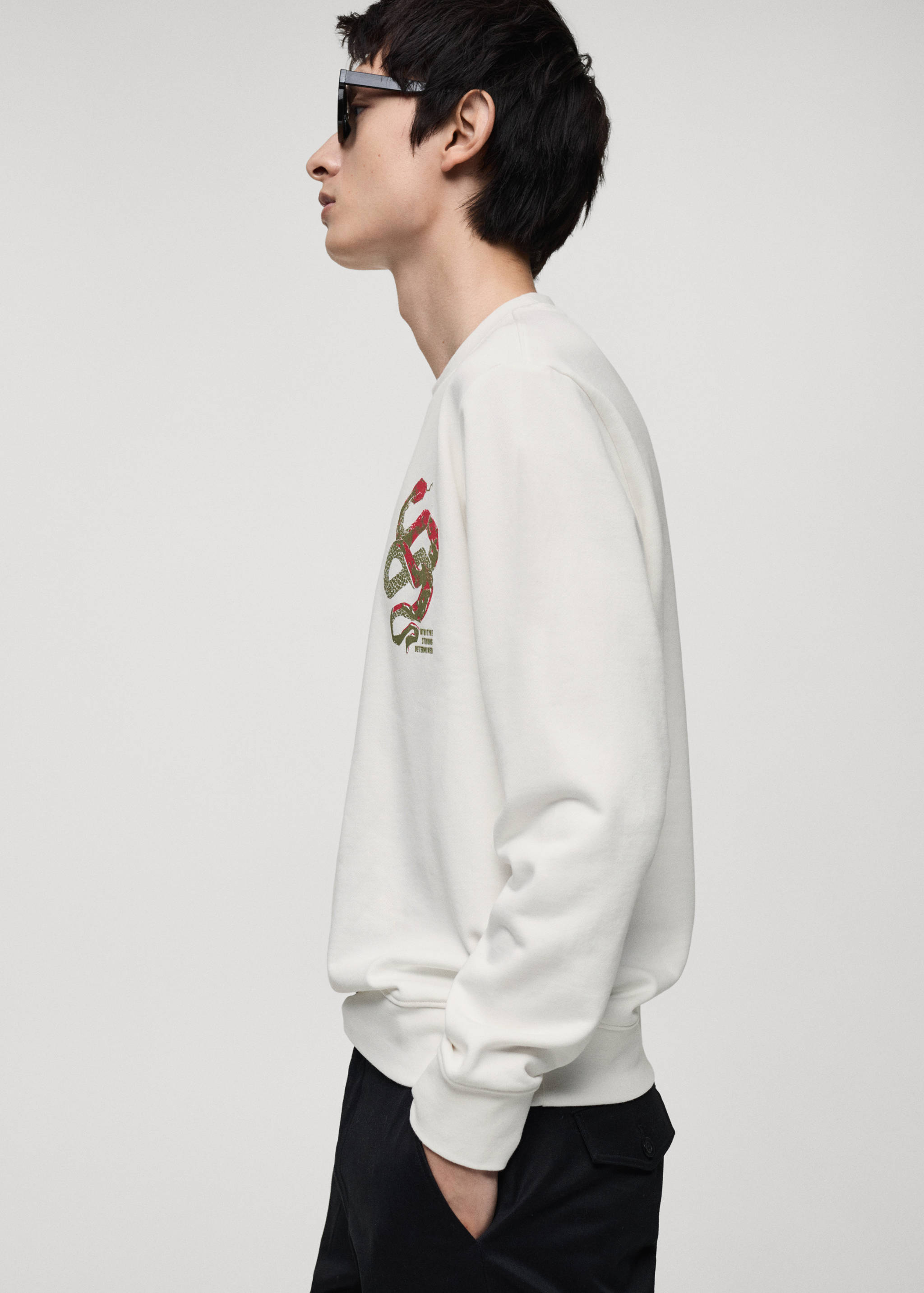 100% cotton sweatshirt with embroidered graphic on the chest - Details of the article 2