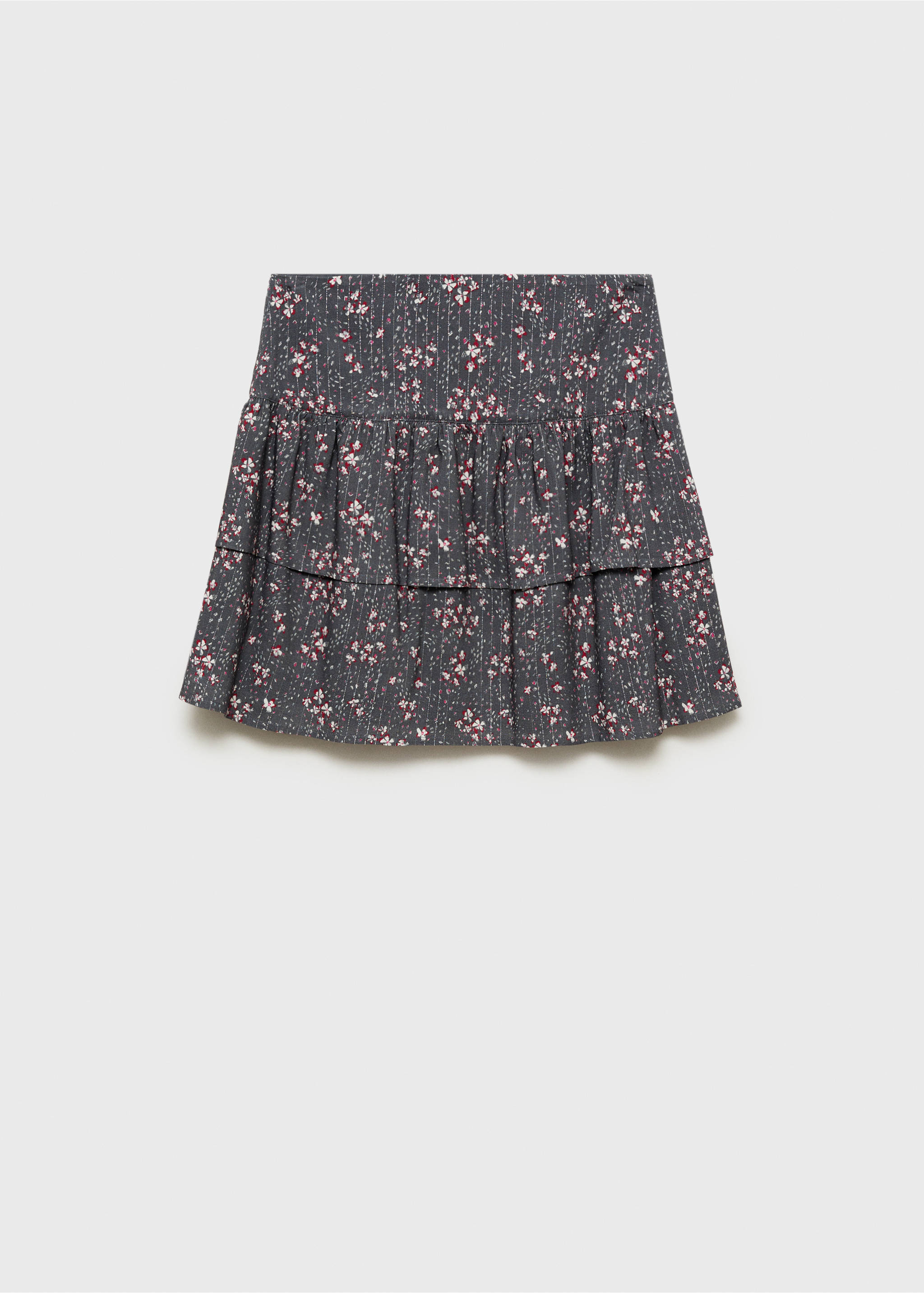 Printed skirt with ruffles - Article without model, Charcoal. Ref: 87040261-00.