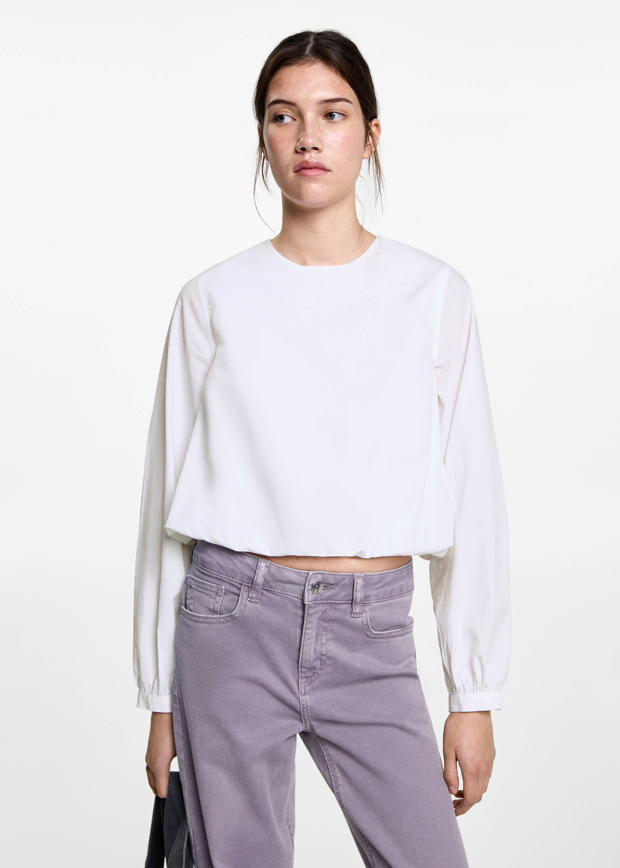 Camisa de popelina abaloada - Plano médio