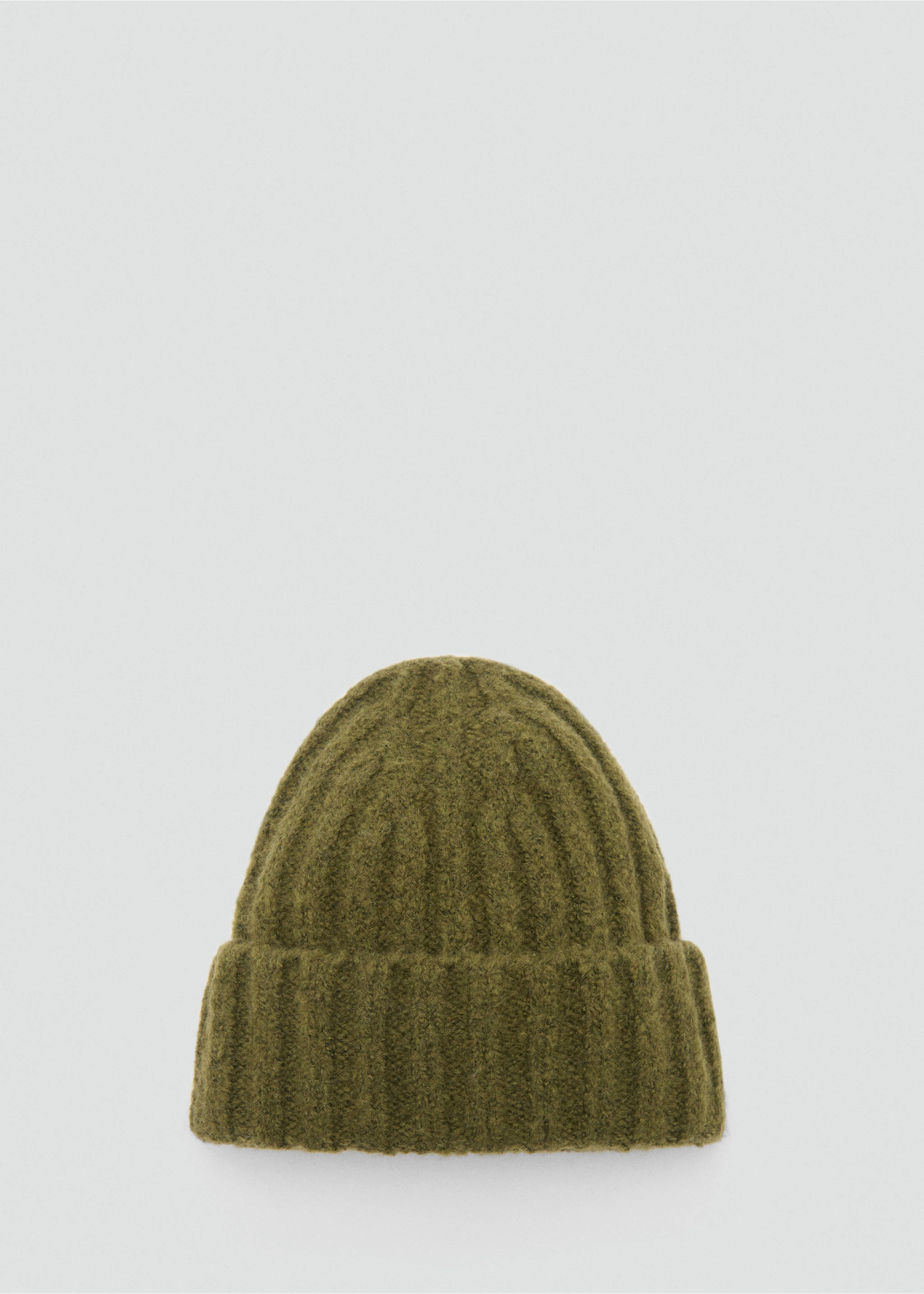 Ribbed knit beanie - Article without model, Khaki. Ref: 87040277-00.