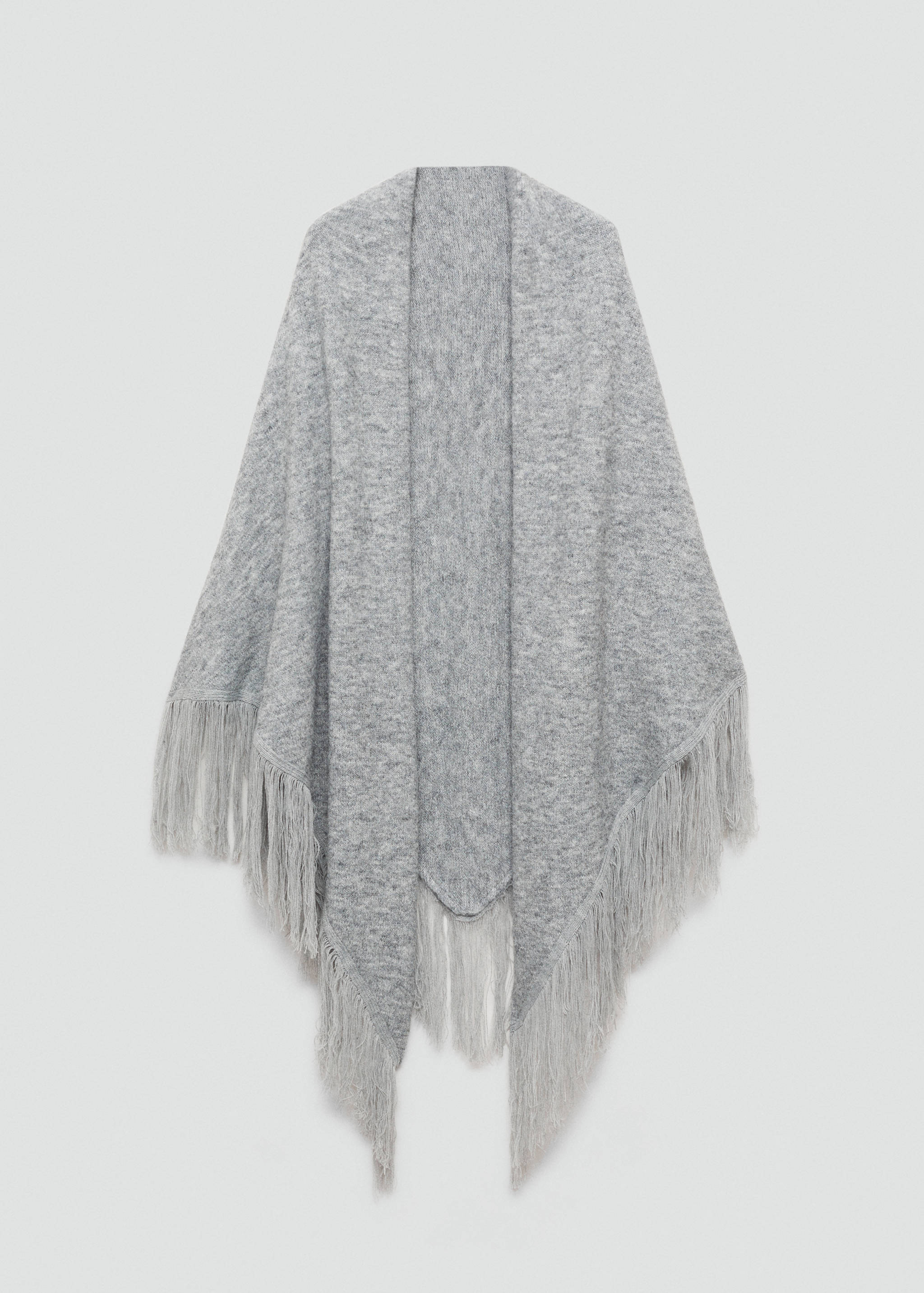 Knitted shawl with fringed ends - Article without model
