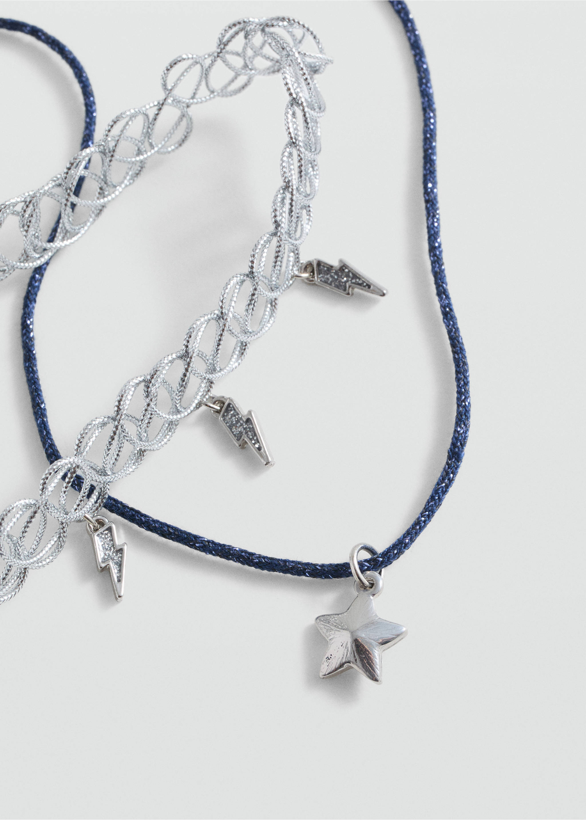 2er-Set Kombinierte Halsketten - Mittlere Ansicht, Silber. Ref: 87040332-00.