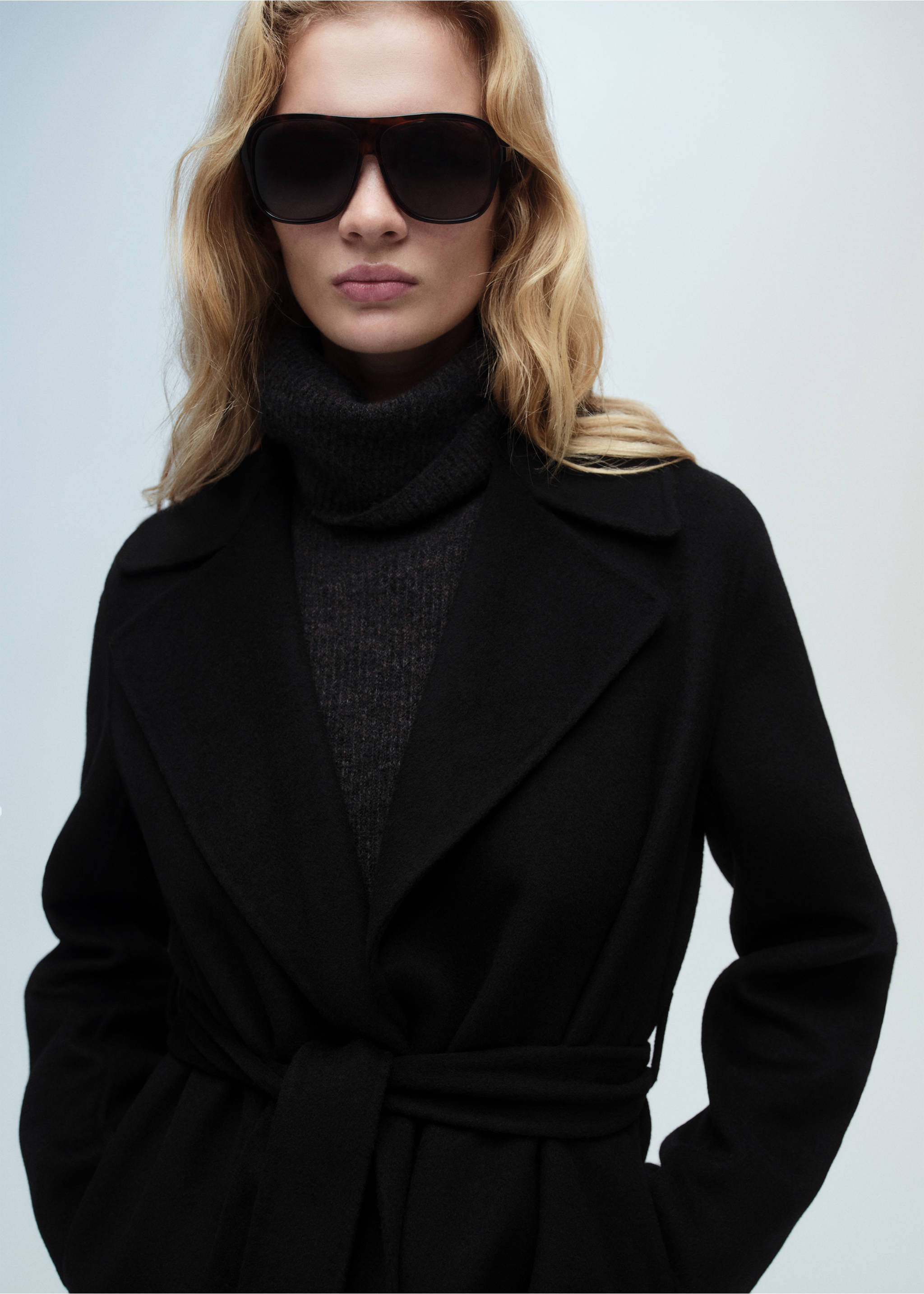 Belt handmade coat - Medium plane, Black. Ref: 87040343-00.