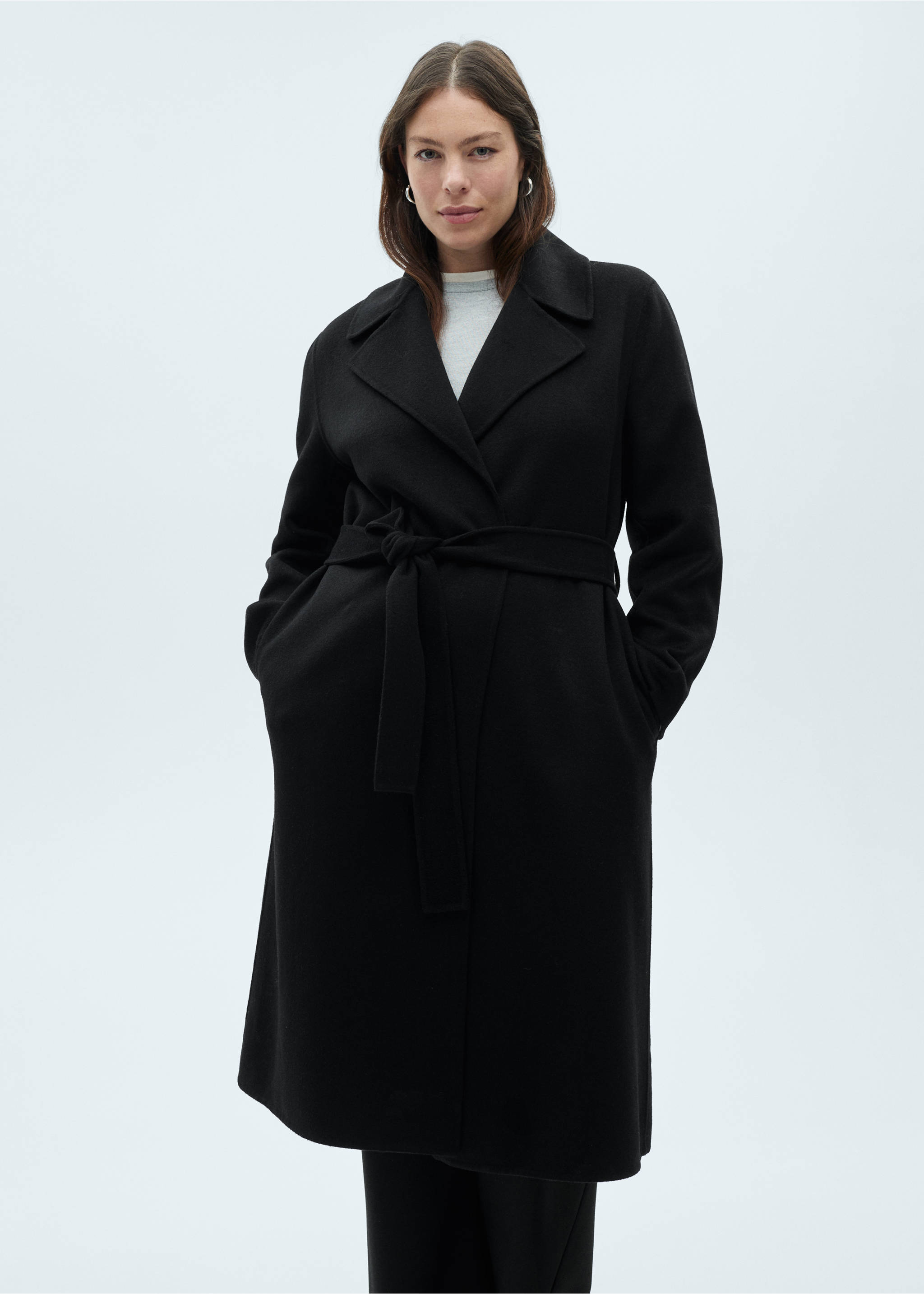 Belt handmade coat - Details of the article 5, Black. Ref: 87040343-00.