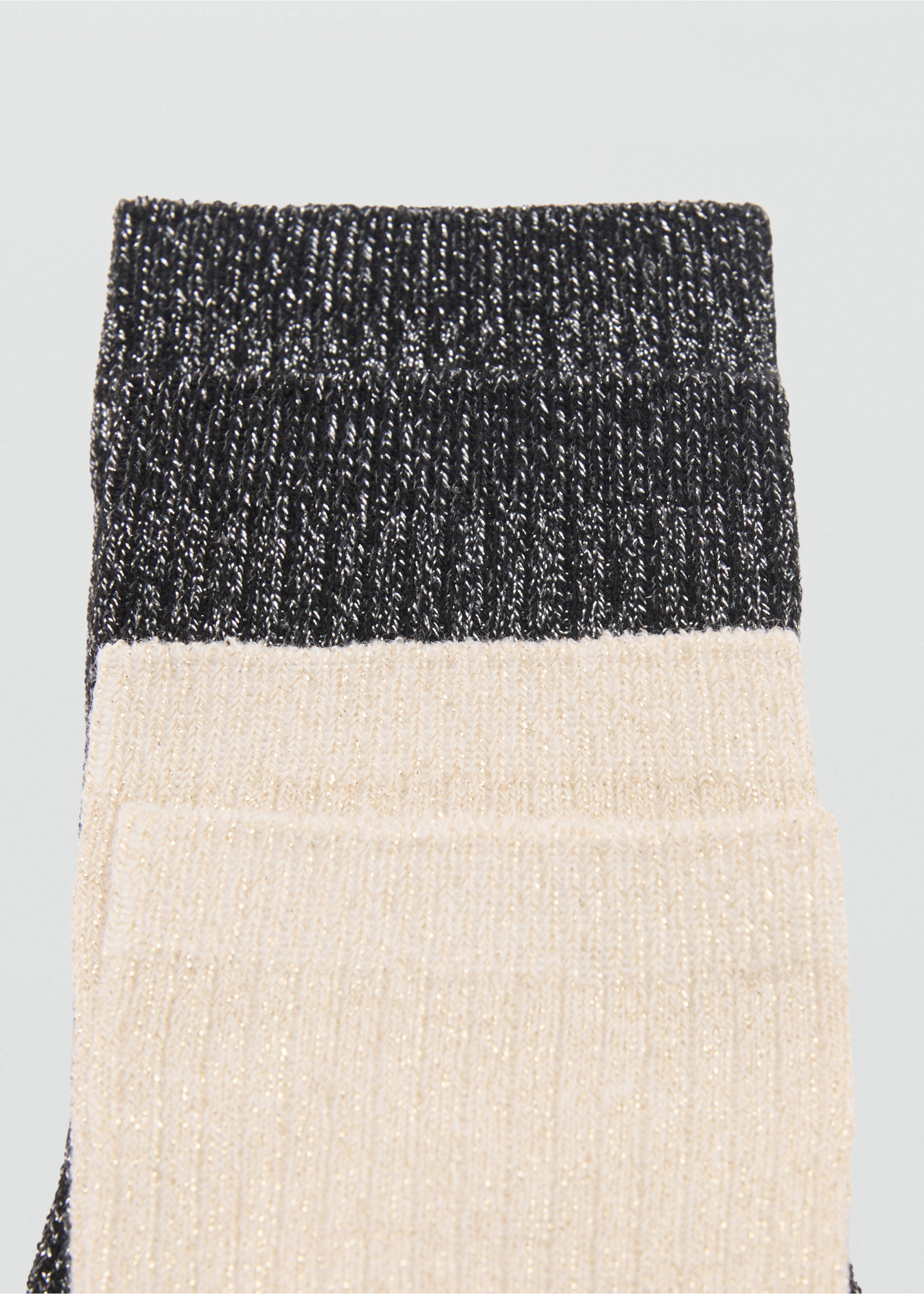 2-pak lurex ribsokken - Detail van het artikel 1, Ecru. Ref: 87040351-00.