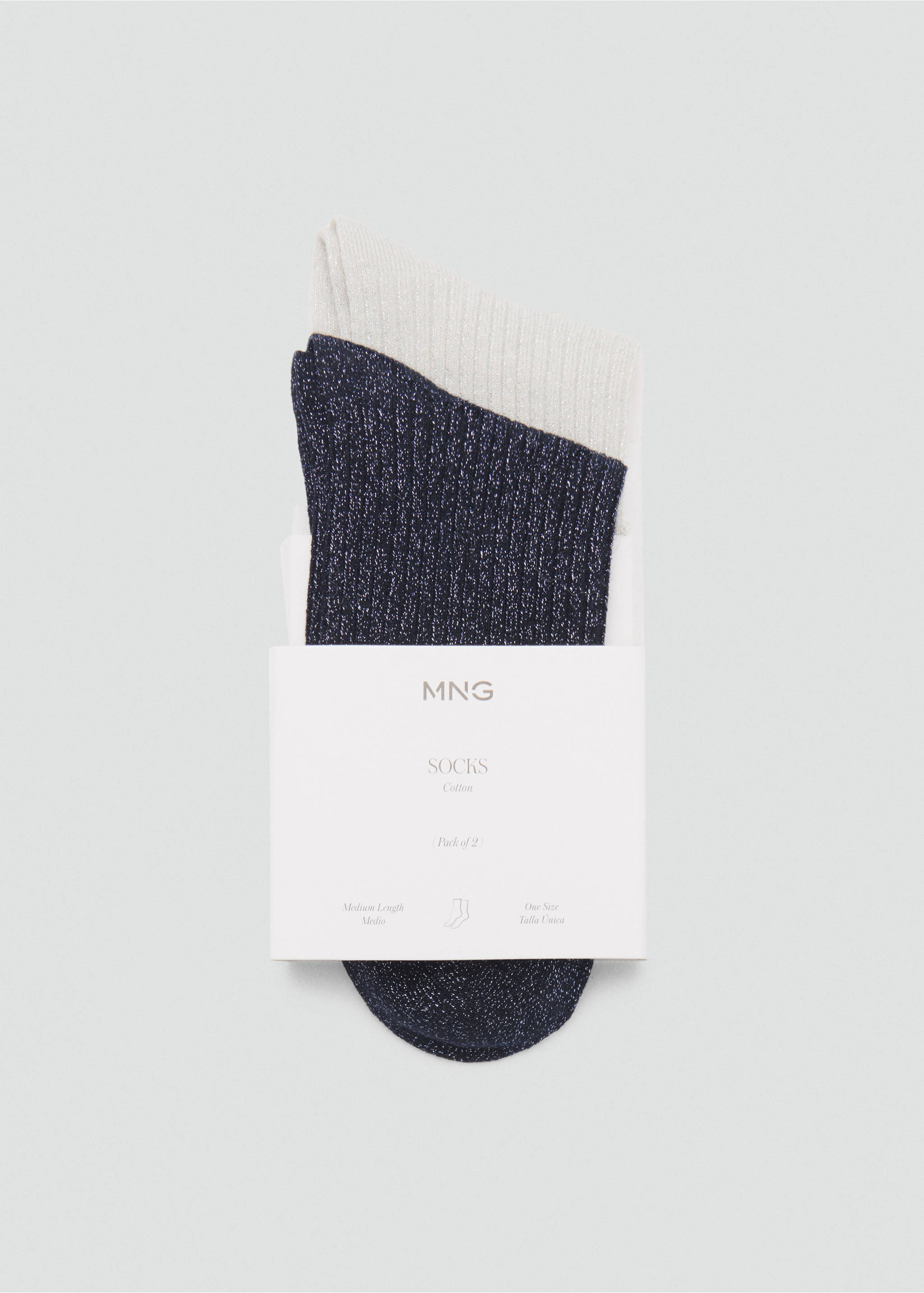 Lot 2 paires de chaussettes Lurex maille côtelée - Article sans modèle, Bleu marine foncé. Ref: 87040351-00.