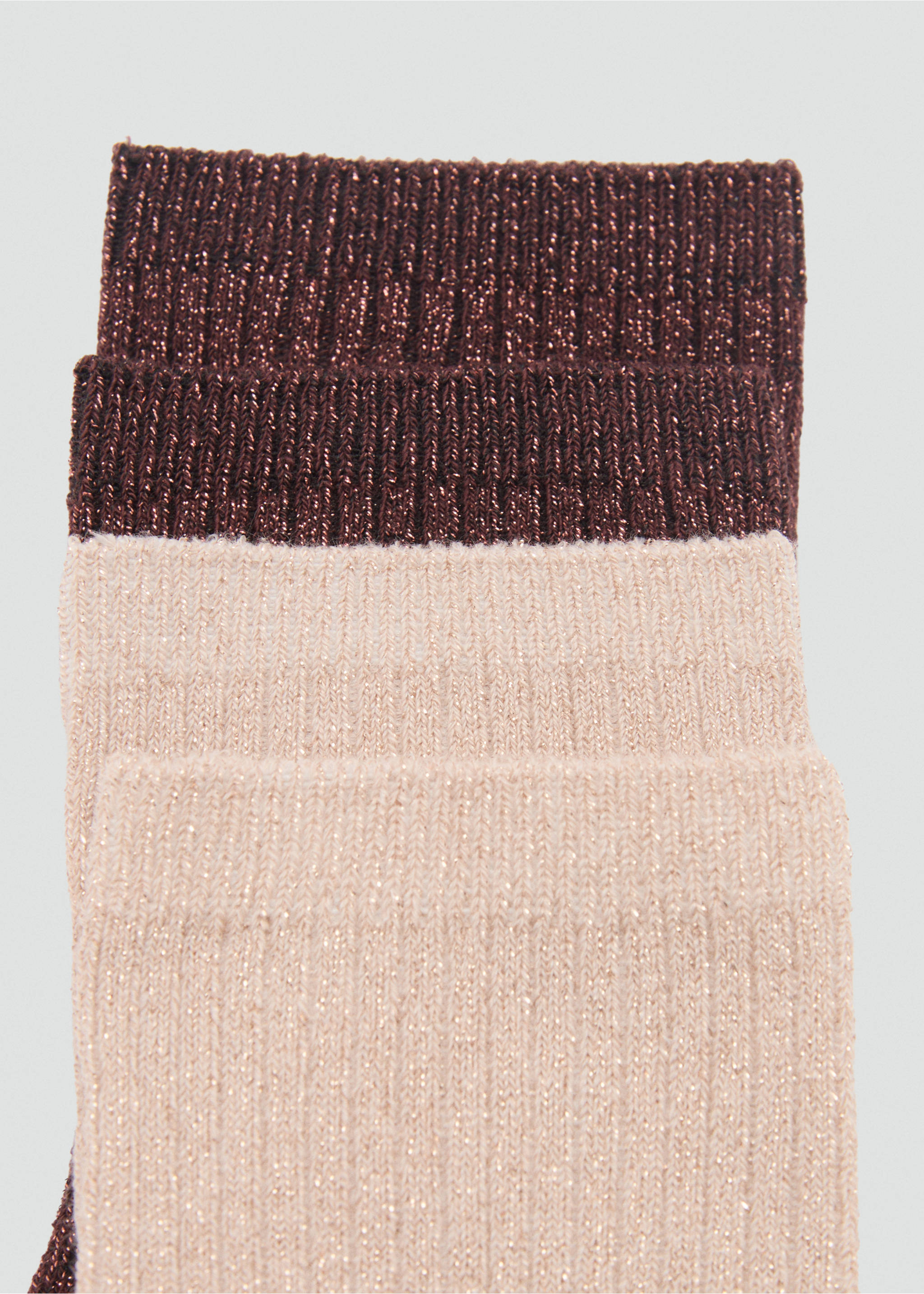 Pack of 2 ribbed lurex socks - Details of the article 1, Burgundy. Ref: 87040351-00.
