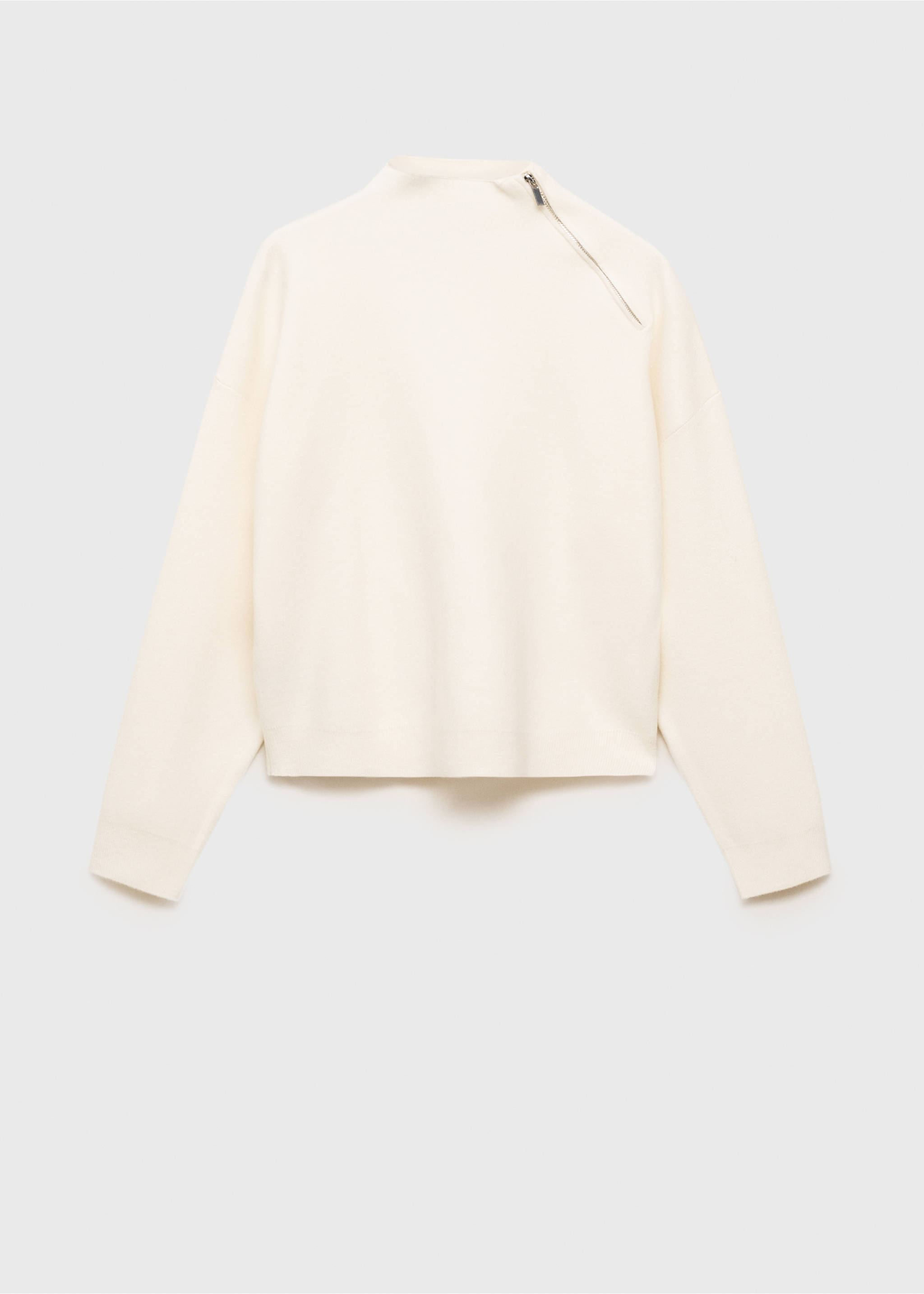 Perkins-neck sweater with zip - Article without model, Ecru. Ref: 87040352-00.