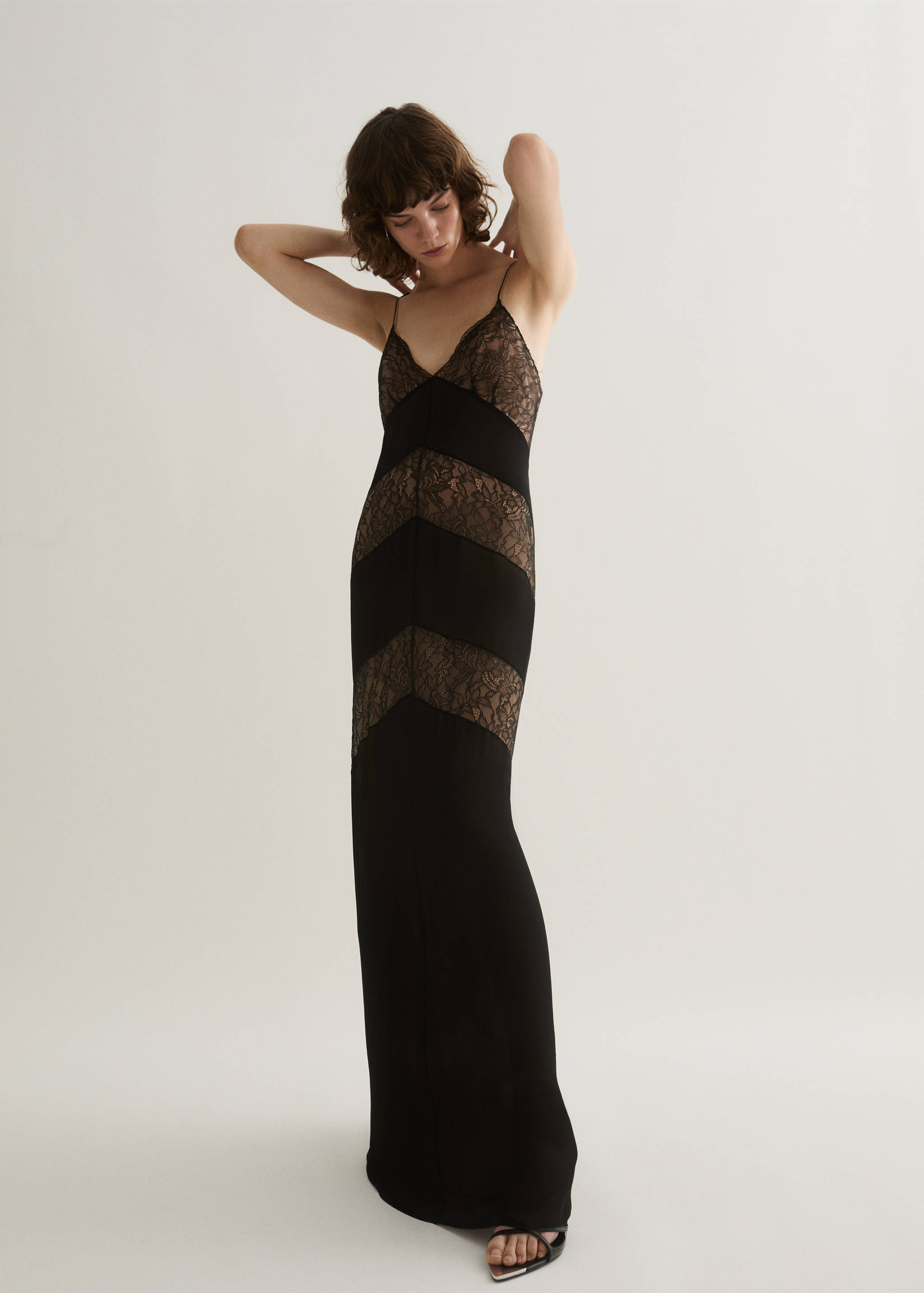 Lace panel slip dress - Details of the article 1