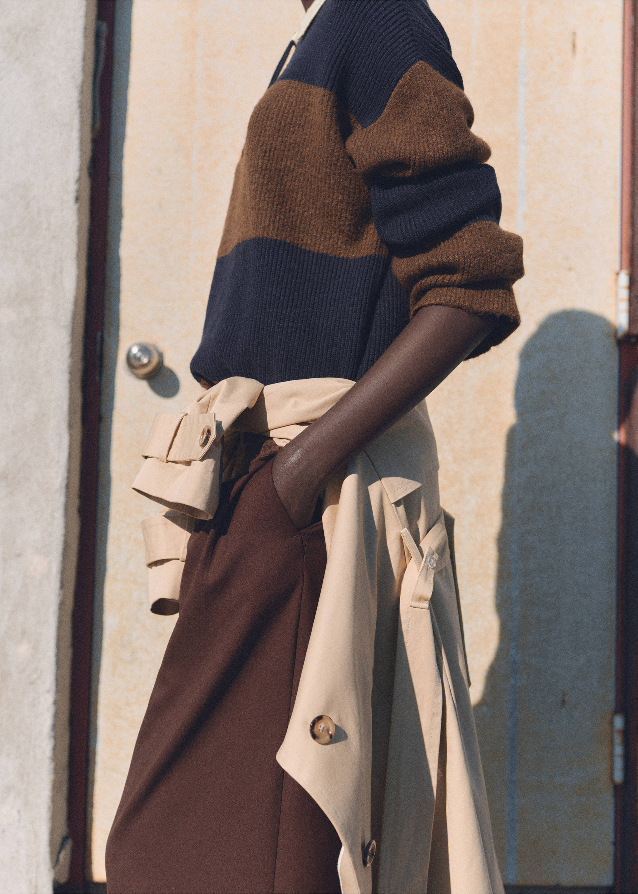 Striped polo-neck sweater - Details of the article 3, Dark Navy. Ref: 87040356-00.