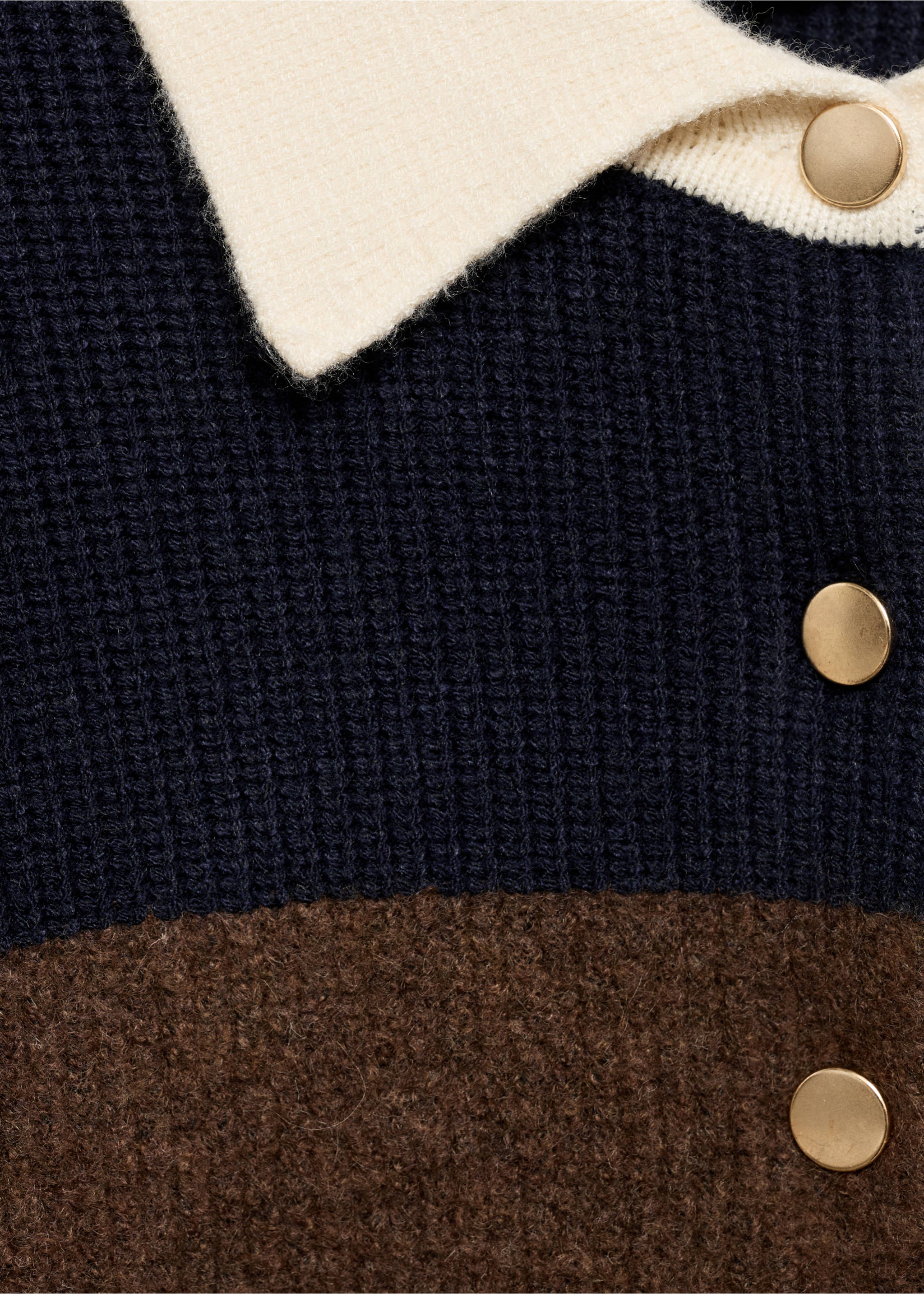 Striped polo-neck sweater - Details of the article 8, Dark Navy. Ref: 87040356-00.