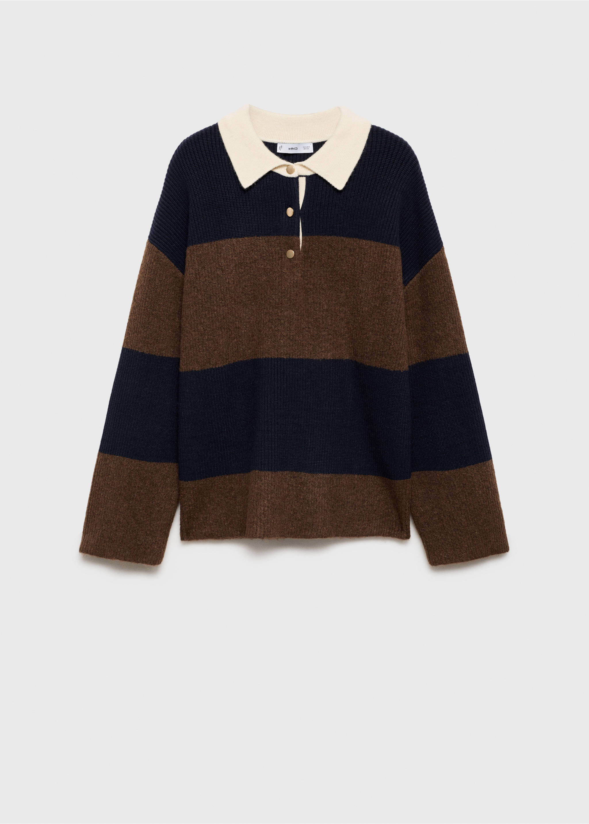 Striped polo-neck sweater - Article without model, Dark Navy. Ref: 87040356-00.