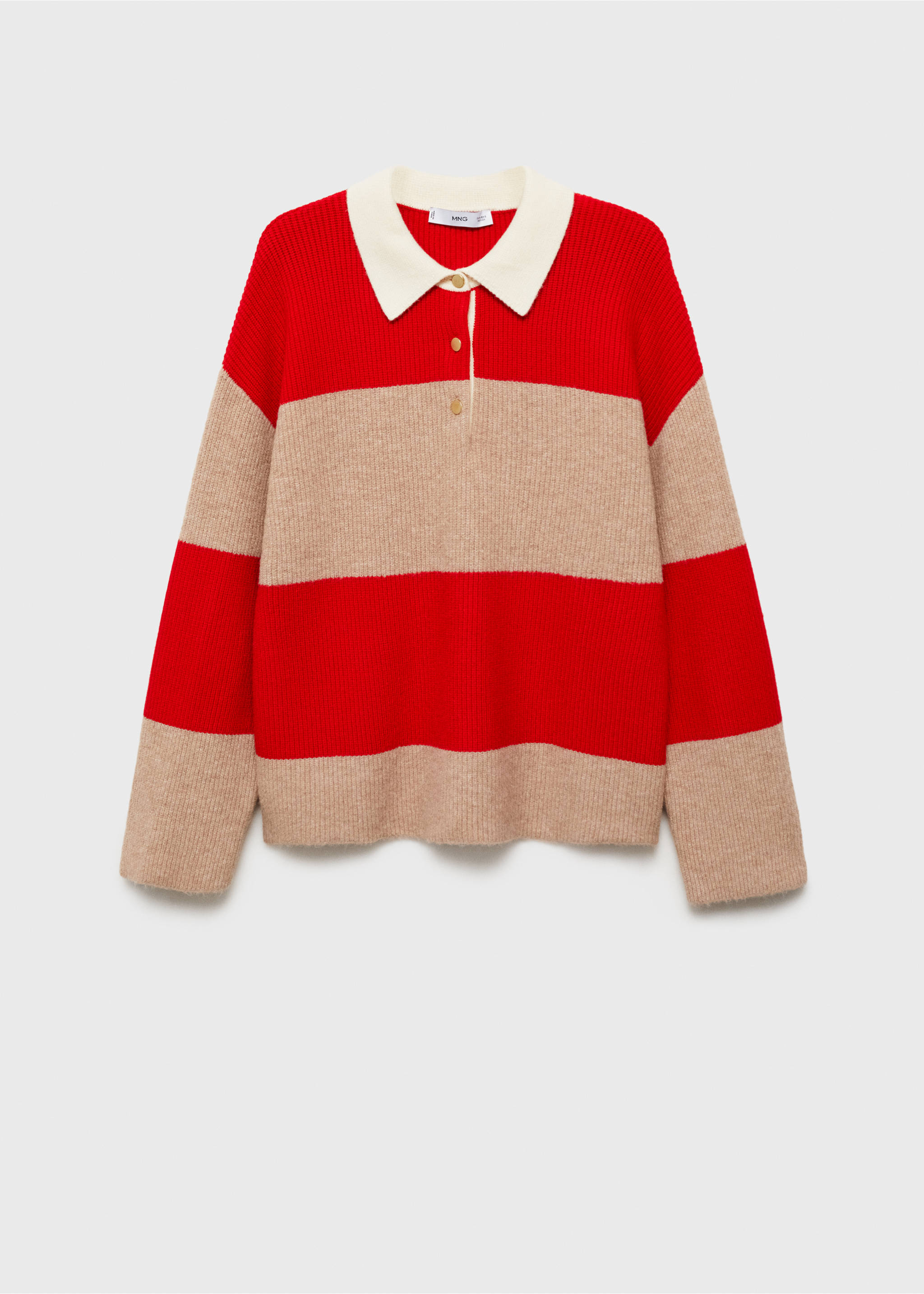 Striped polo-neck sweater - Article without model, Red. Ref: 87040356-00.