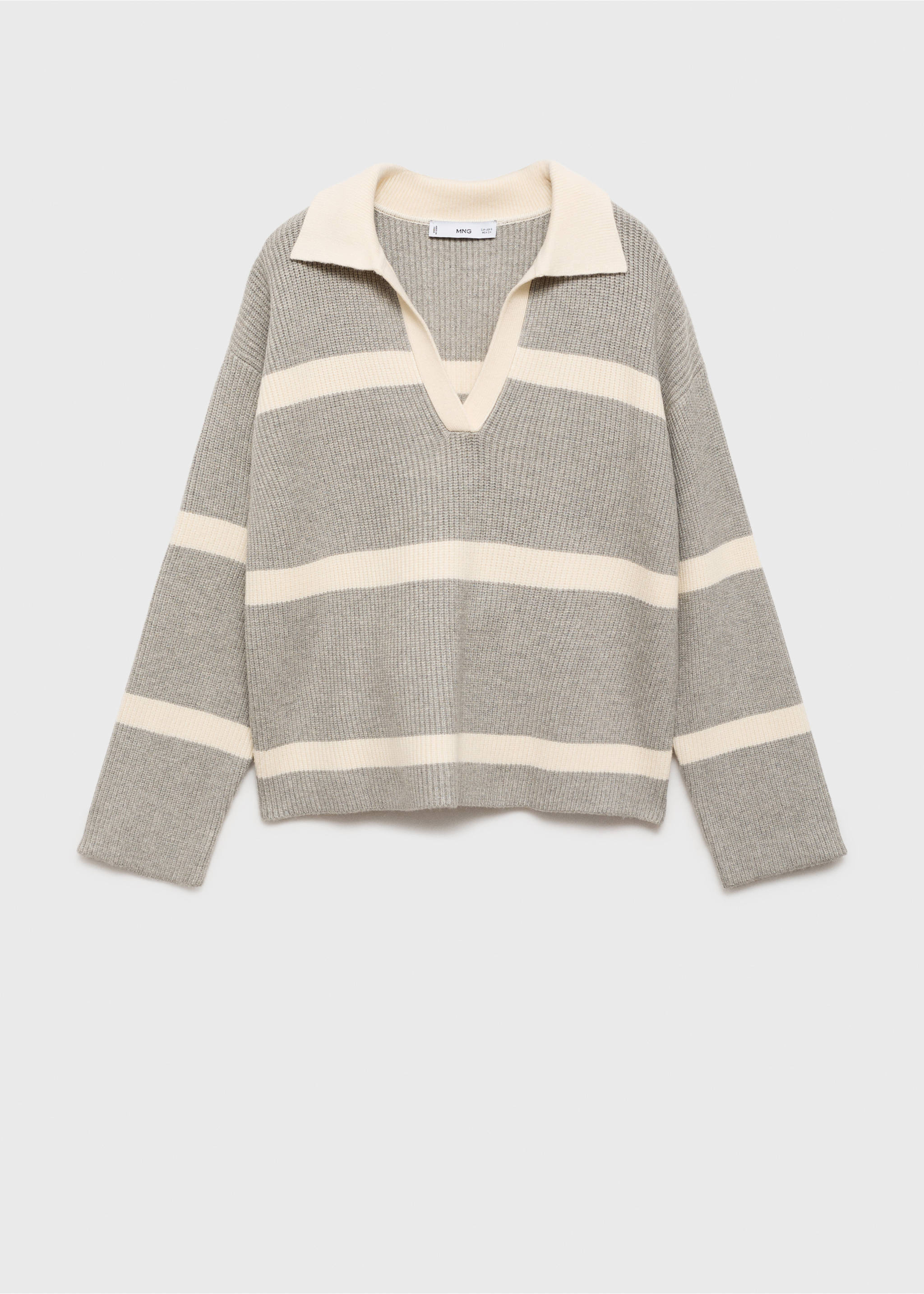 Strickpullover mit Poloshirt-Kragen - Artikel ohne Model, Grau. Ref: 87040357-00.