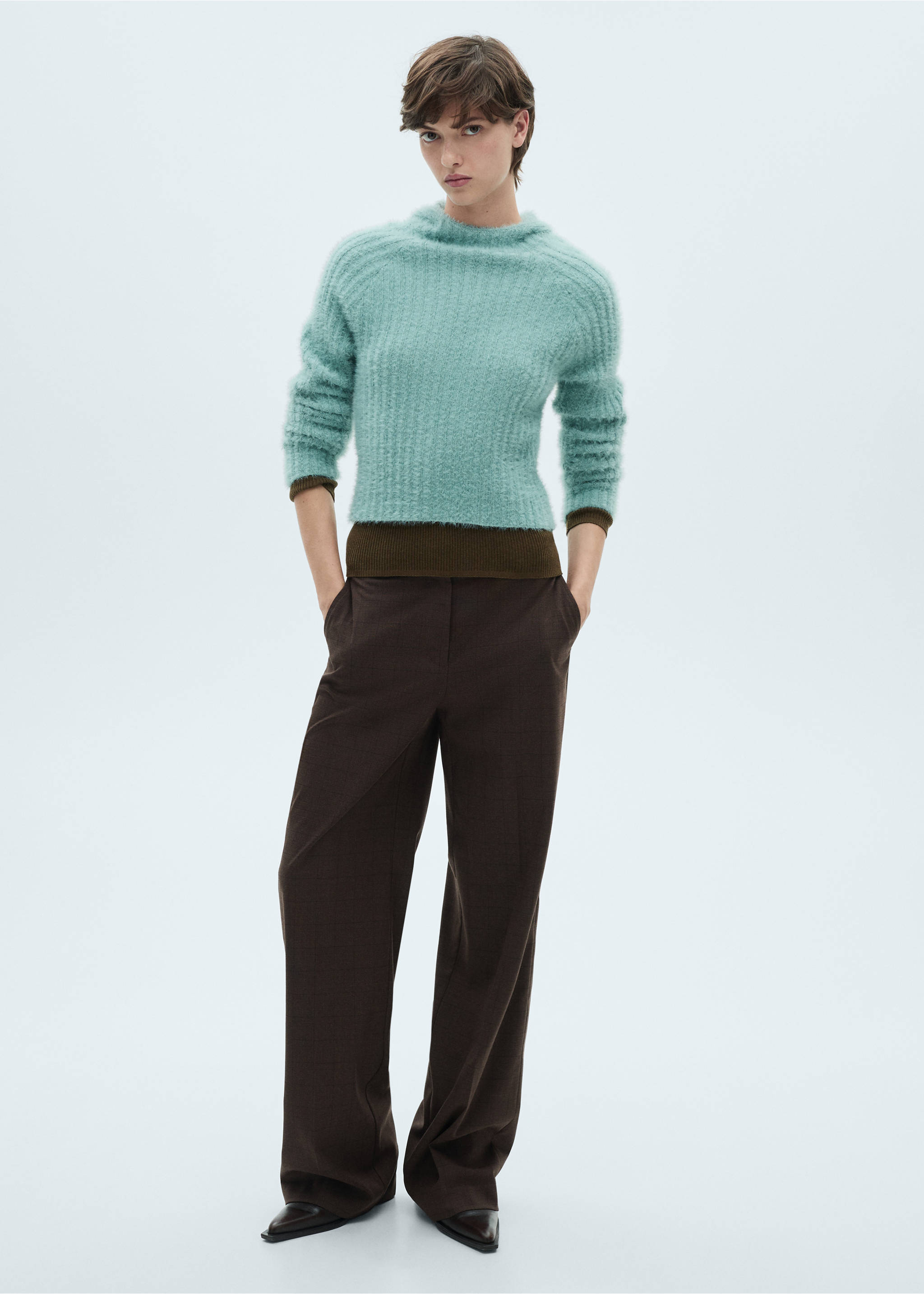 Műbőr kapucnis pulóver - Általános sík, Türkiz. Ref: 87040359-00.